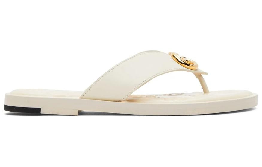 (WMNS) Gucci Interlocking G Thong Sandal 'White Leather' 695207-A3N00-9022 - 2