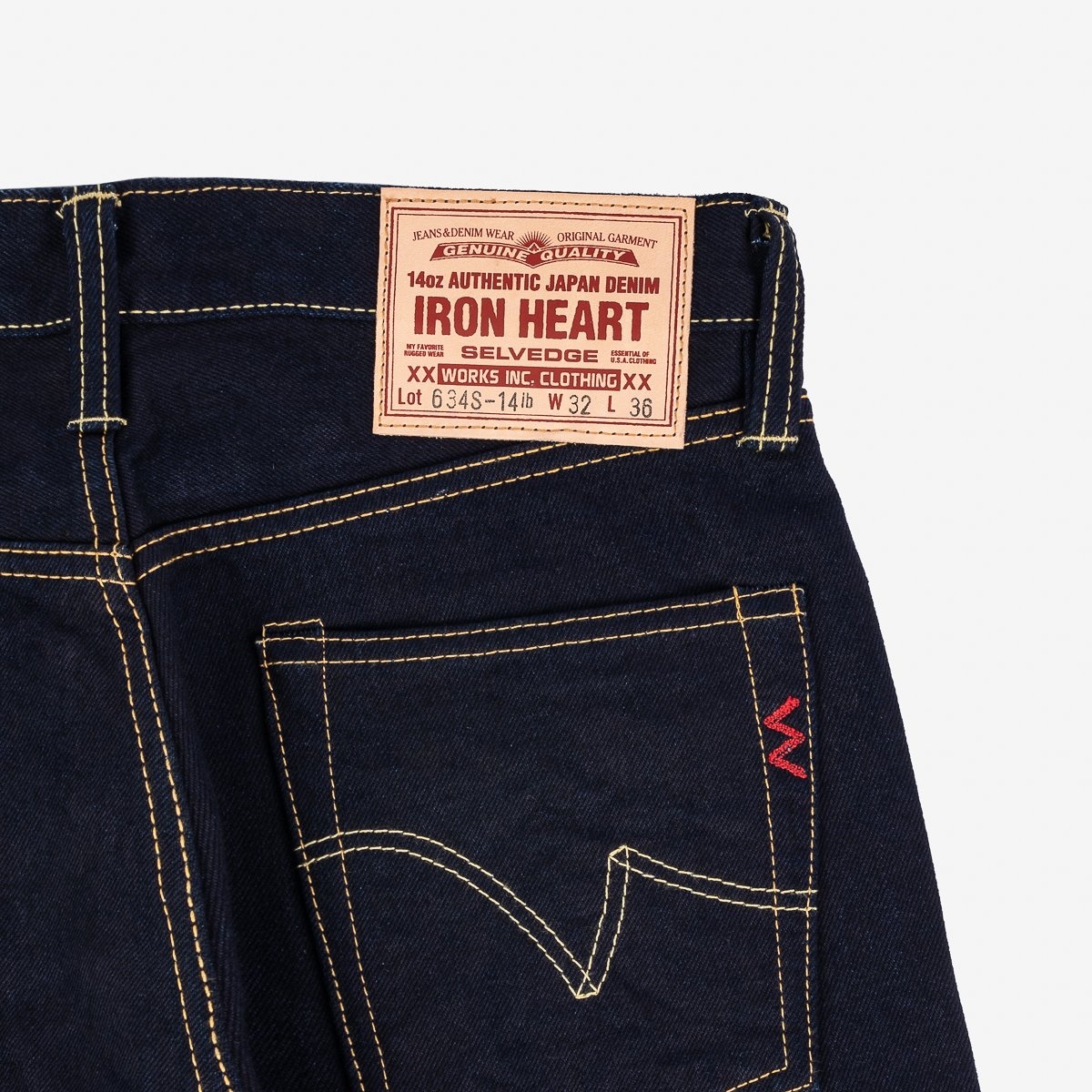 IH-634S-142ib-c 14oz Selvedge Denim Straight Cut Jeans - Indigo/Black - 6
