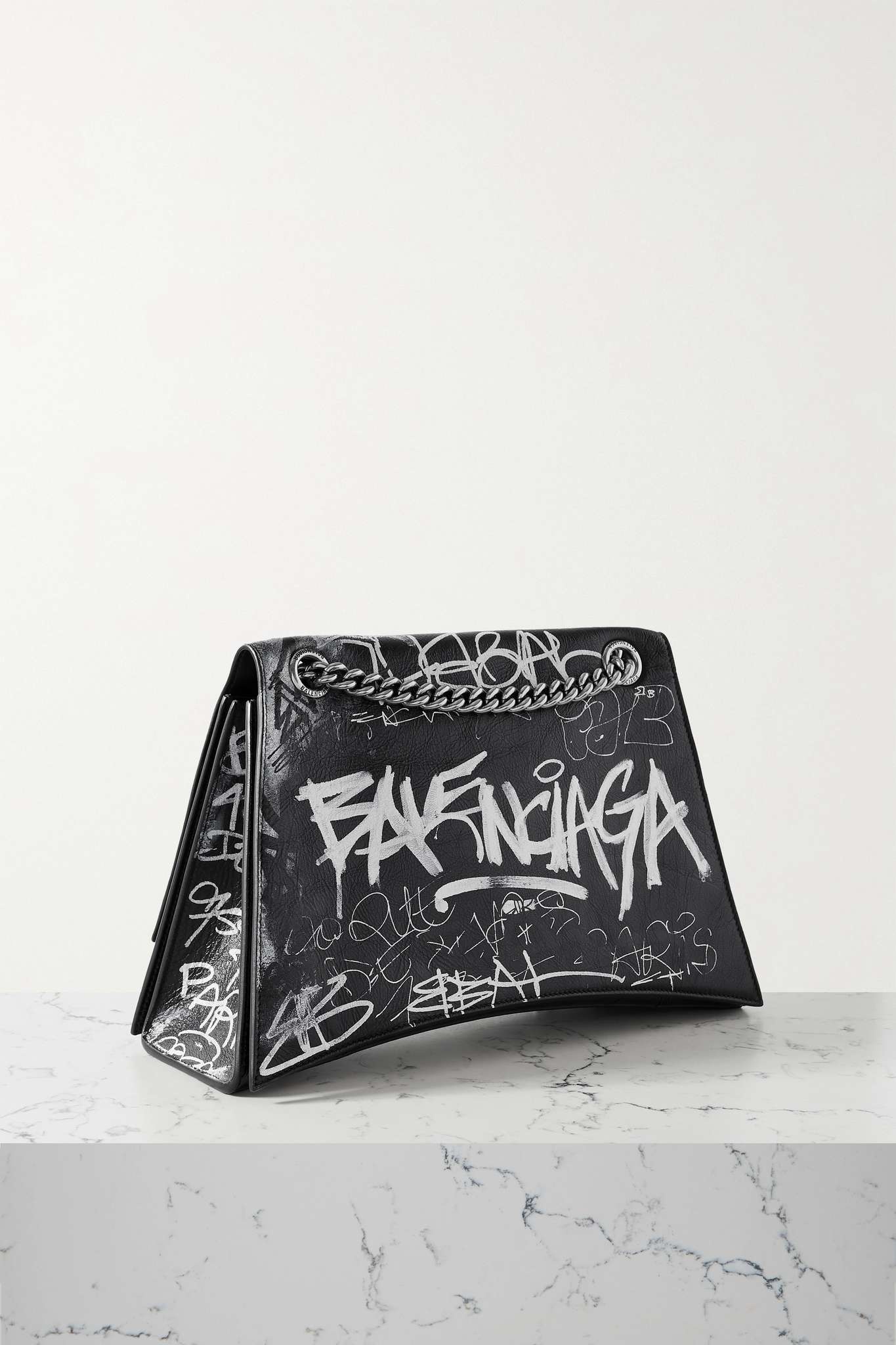 BALENCIAGA Crush medium printed crinkled-leather shoulder