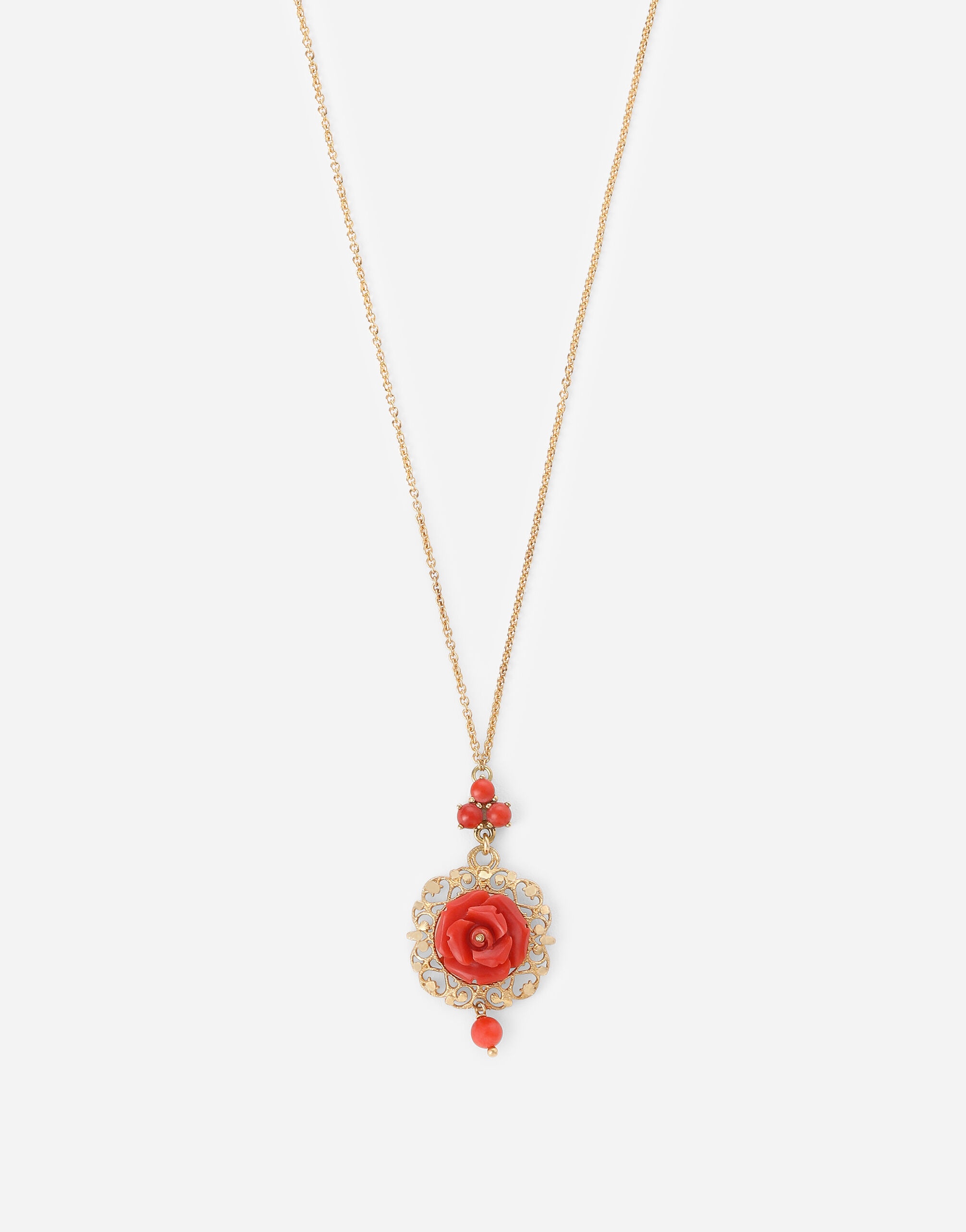 Coral pendant in yellow 18kt gold and coral rose - 2