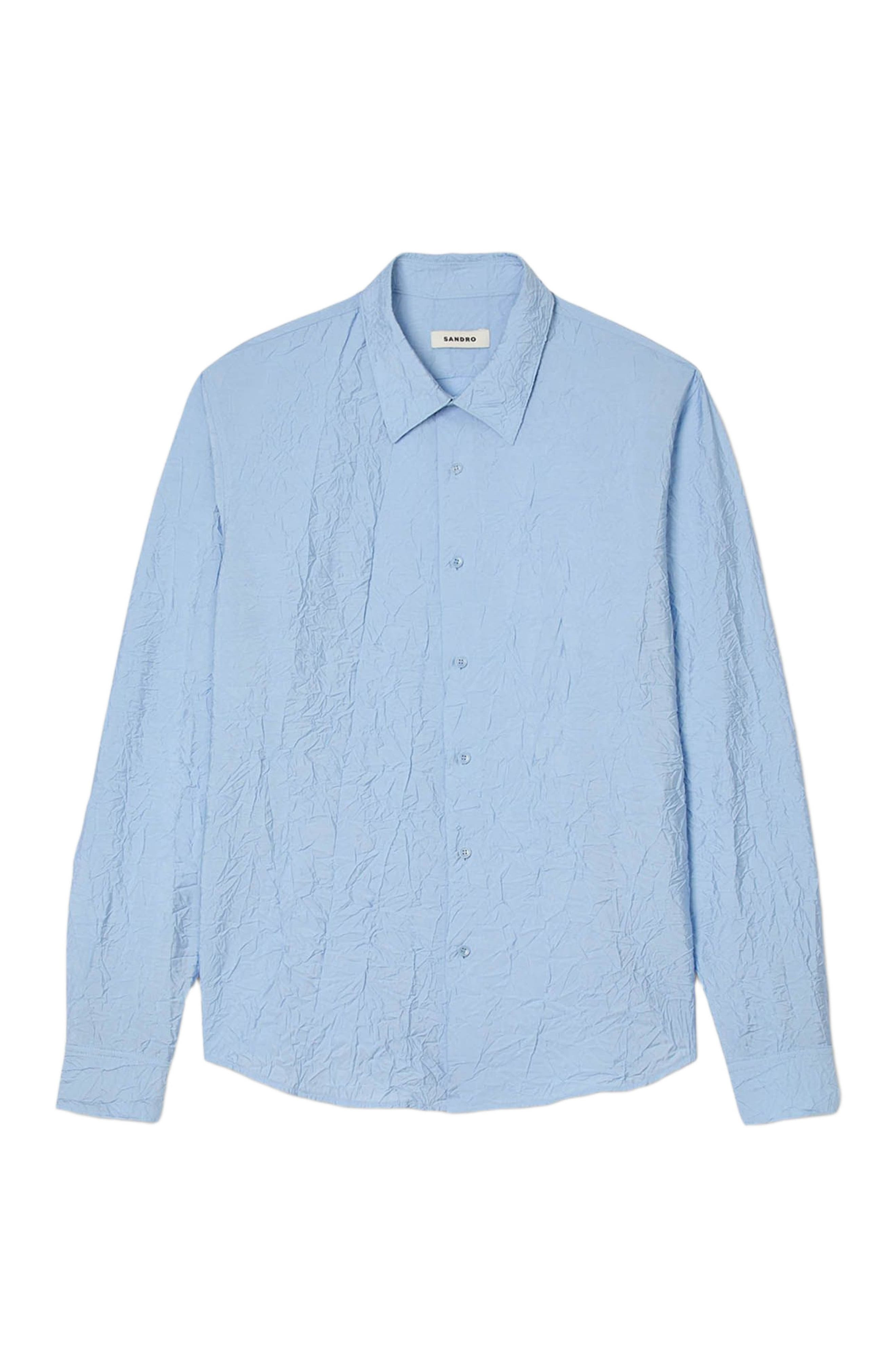 SANDRO Crinkled effect shirt in Sky Blue at Nordstrom - 5