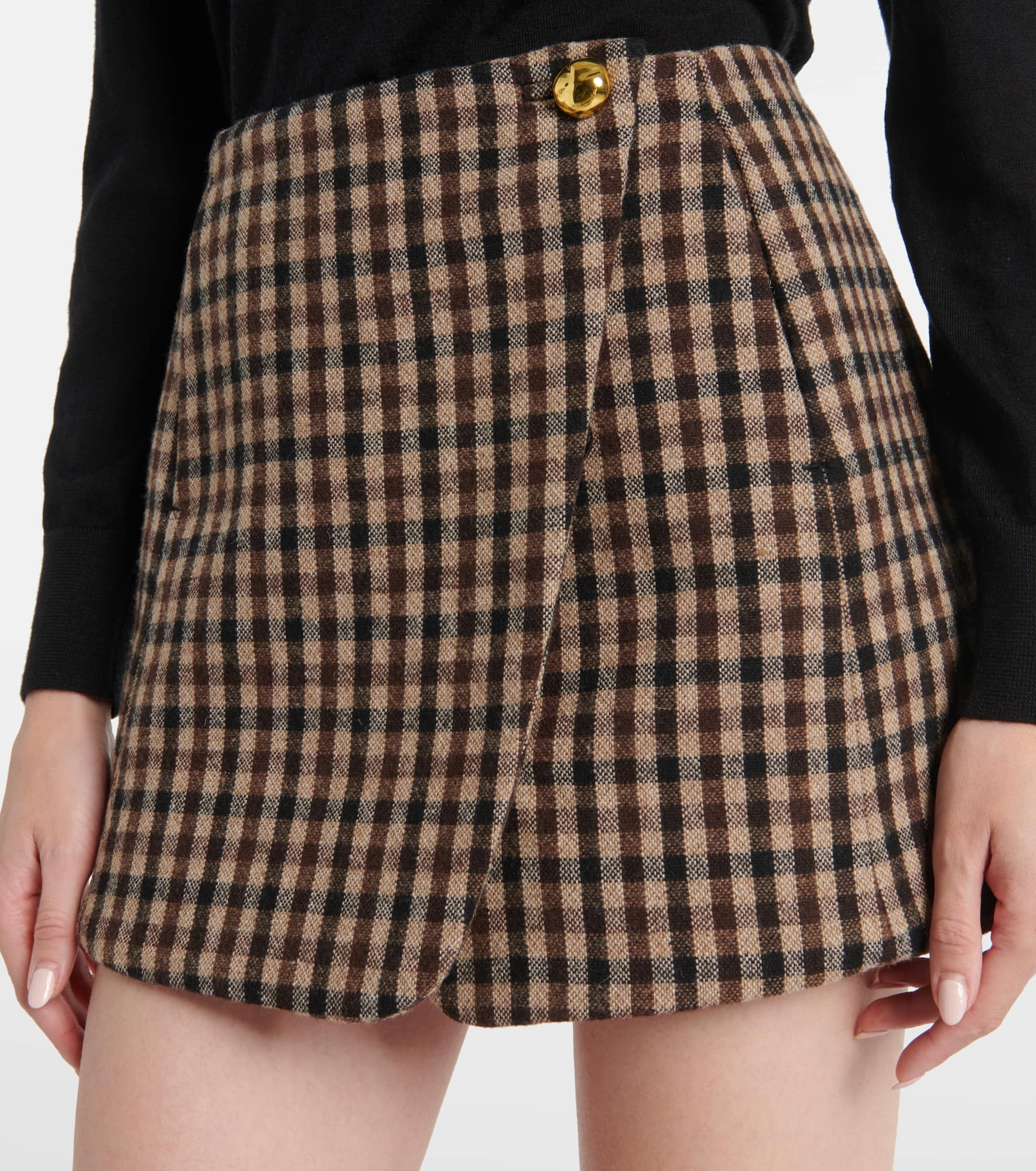 Checked wool wrap skirt - 4