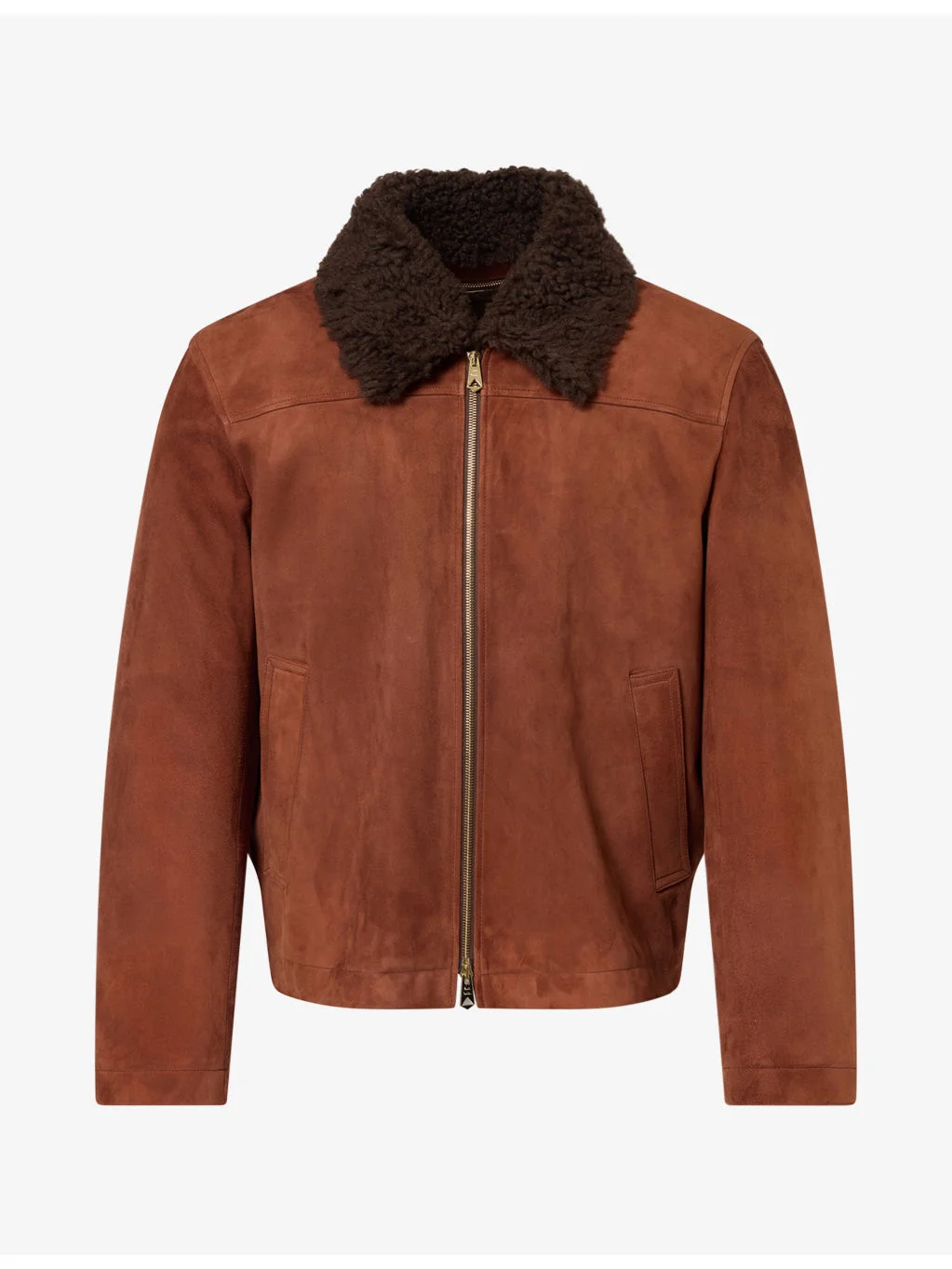 Shearling Collar Suede Jacket - 1