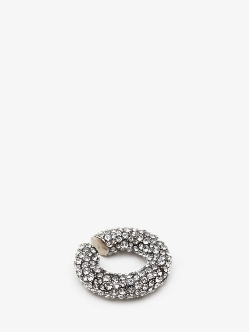 Women's Pave Round Ear Hook in Antique Silver - 2