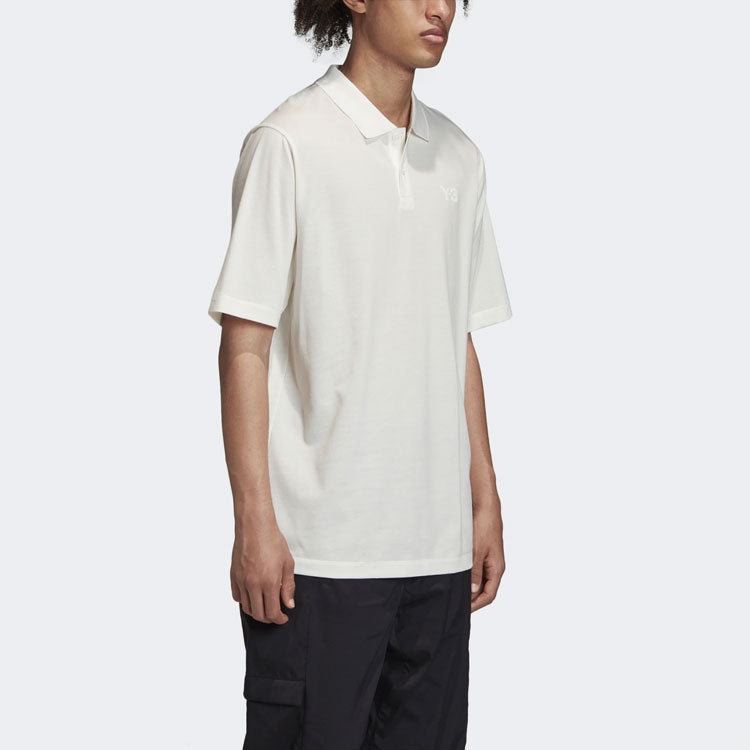 Men's Y-3 Solid Color Logo Polo Shirt White FN3356 - 7