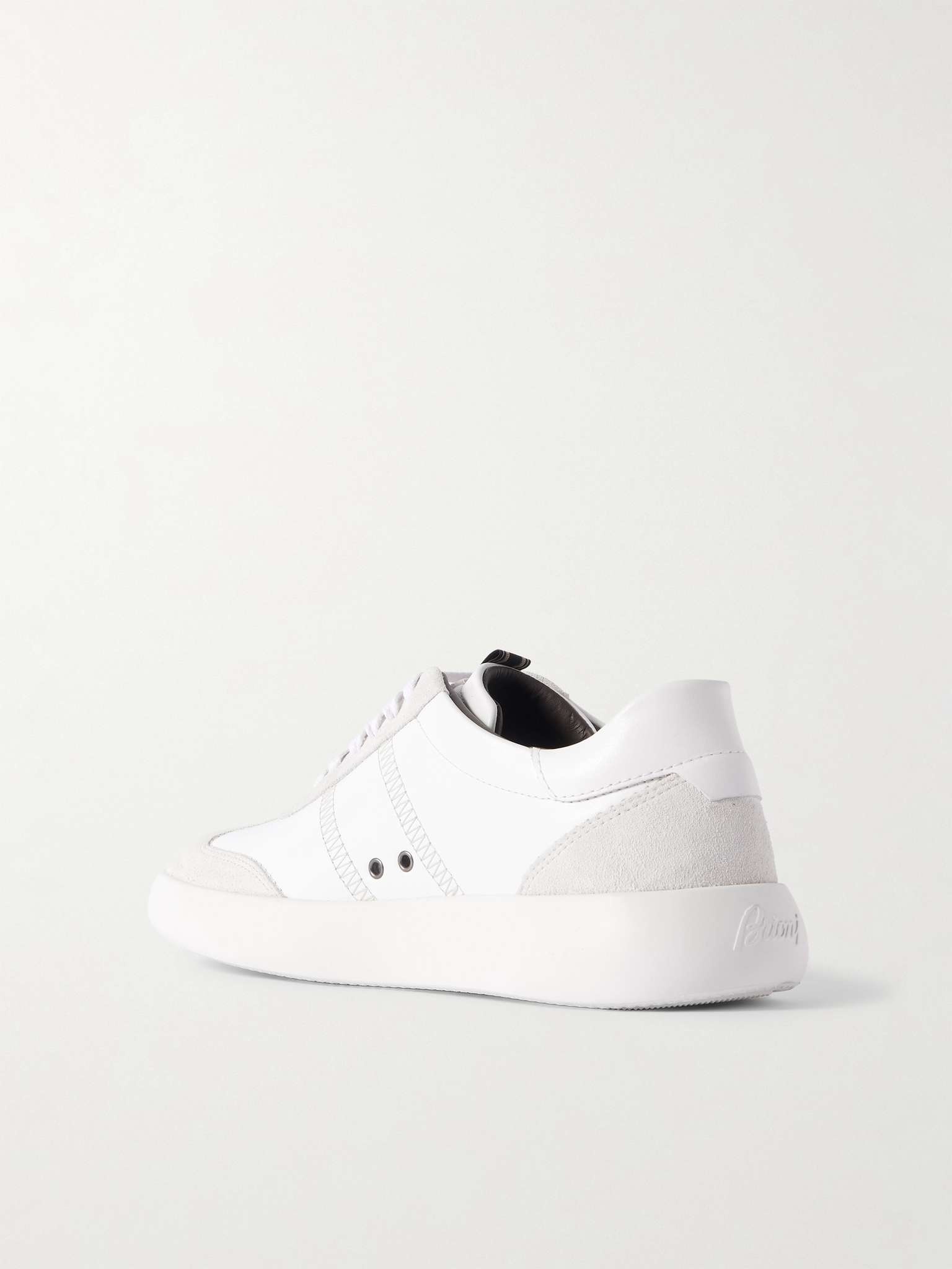 Suede-Trimmed Leather Sneakers - 4