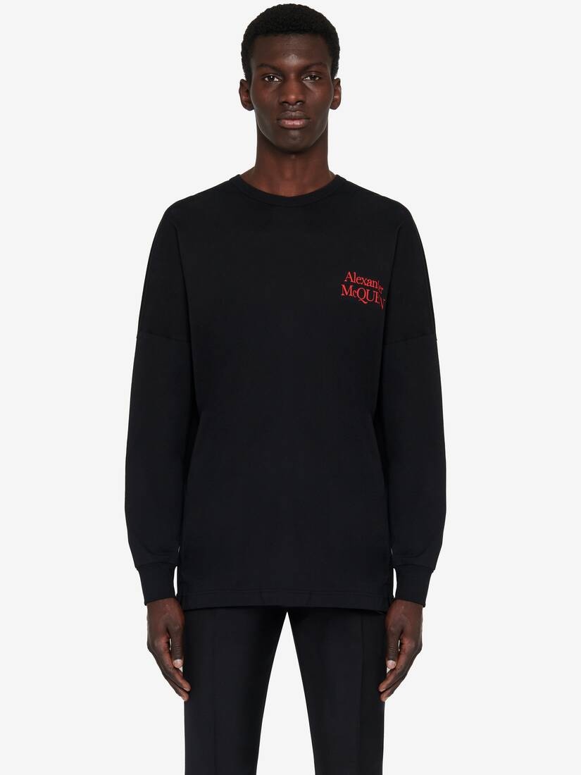Men's Logo Long Sleeve T-shirt in Black/red - 5