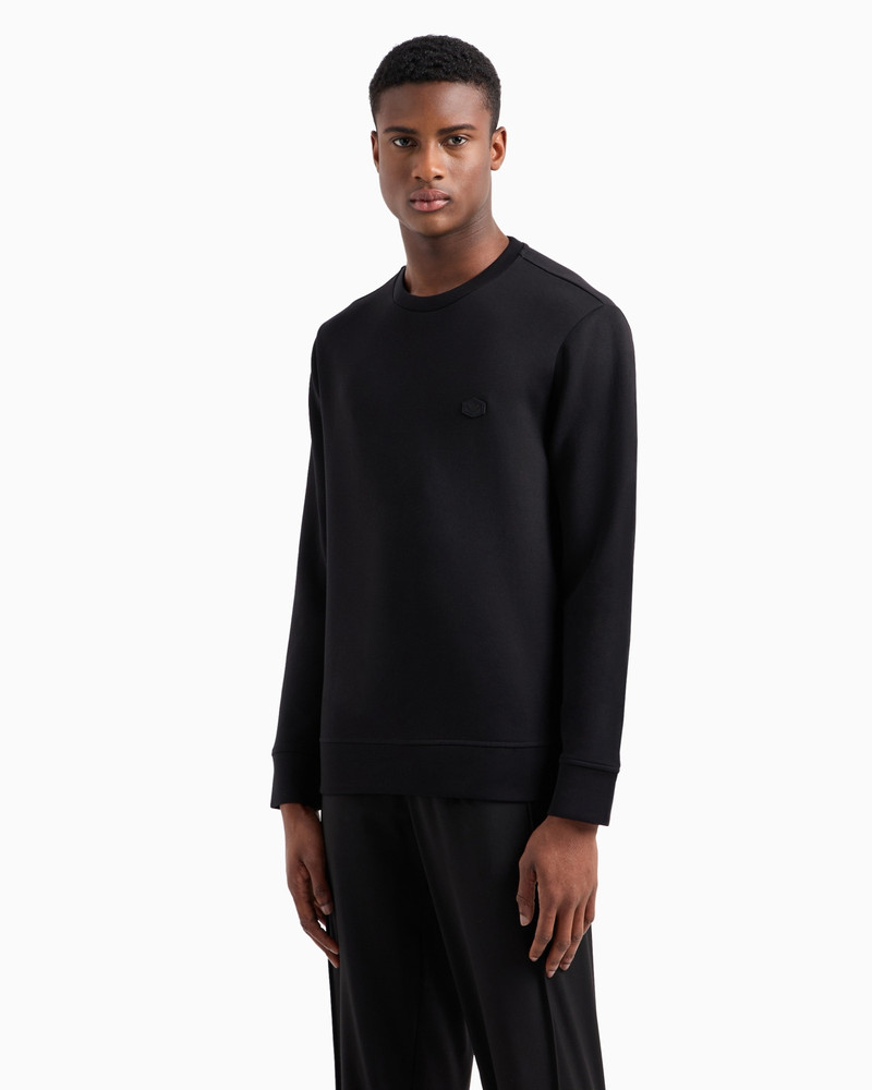 EMPORIO ARMANI Crew-neck sweatshirt with micro logo patch outlook