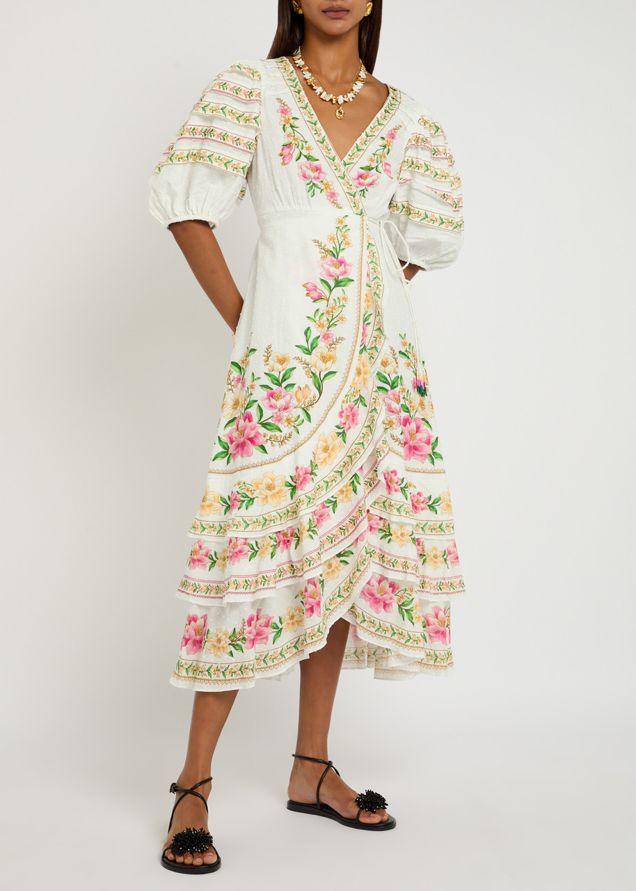 Farm Rio Palm Dream Printed Cotton Midi Wrap Dress - 4