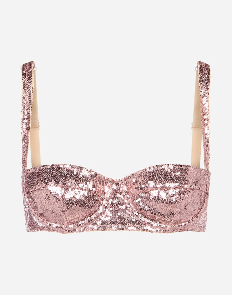 Sequined semi-padded balconette bra - 1