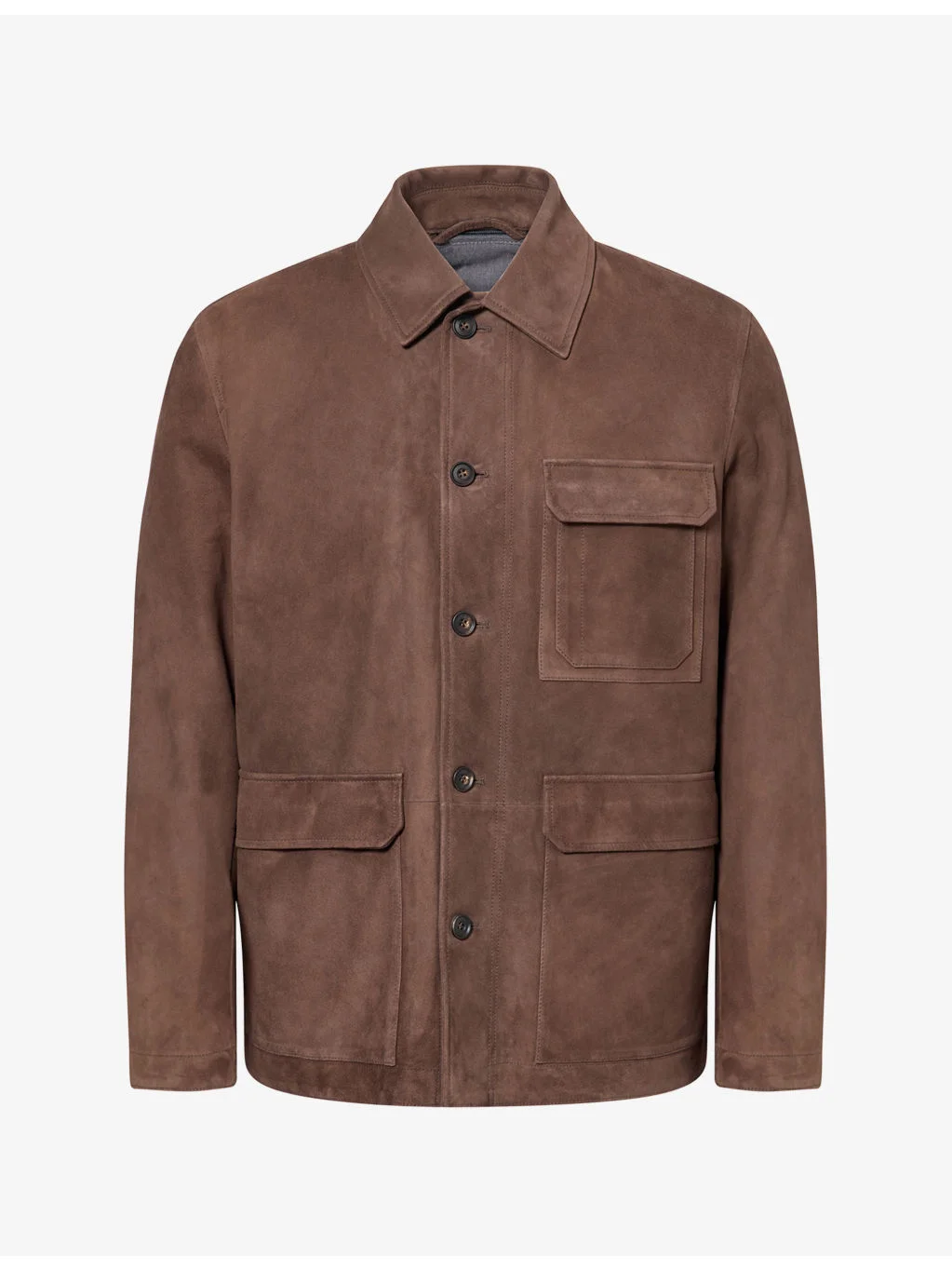 Patch-Pocket Padded Suede Jacket - 1