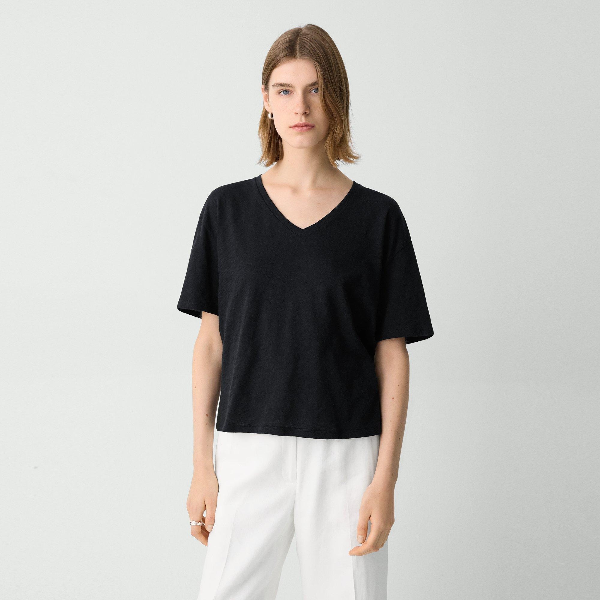 Relaxed V-Neck Tee in Cotton - 2
