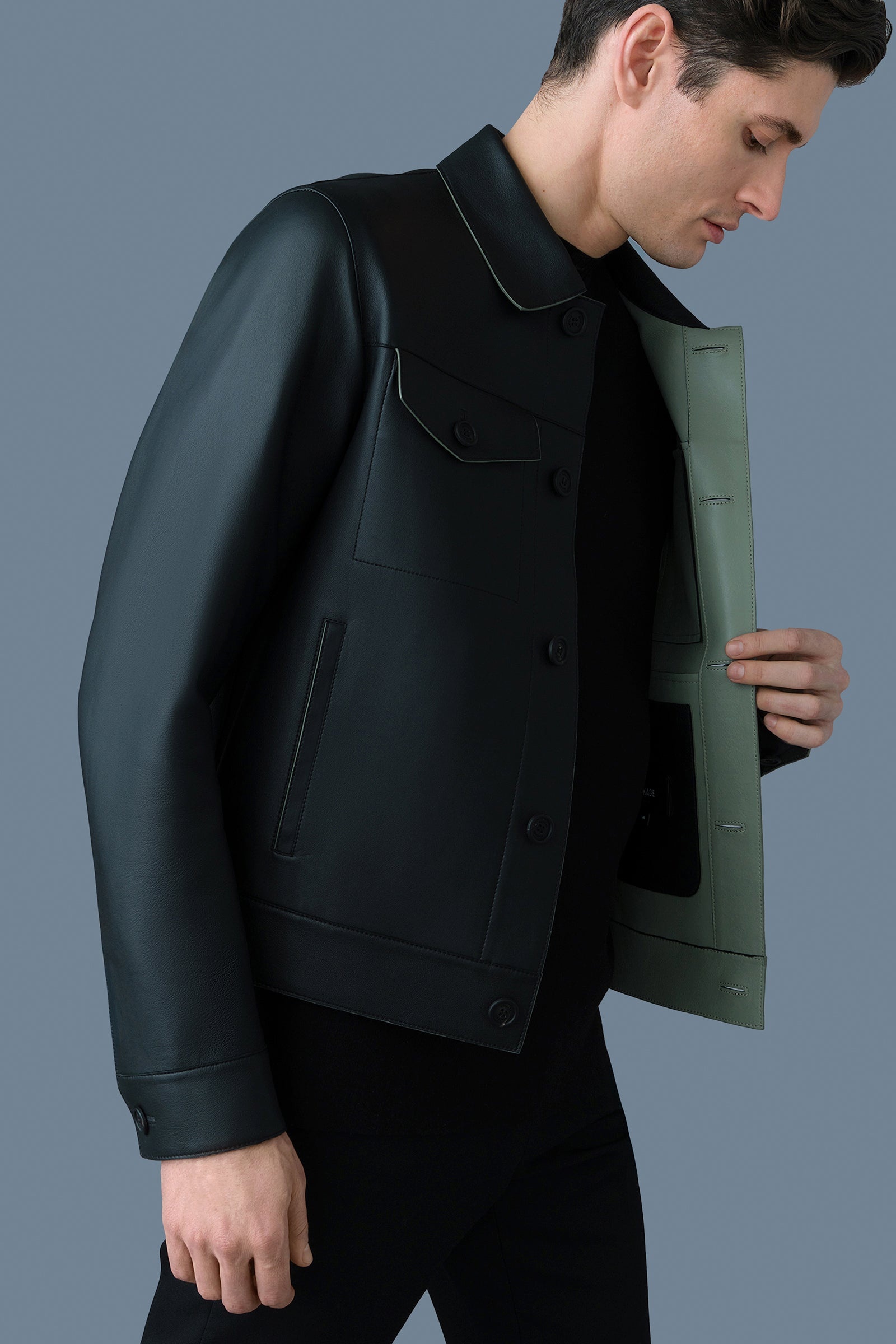 LINCOLN Leather Jacket with Horn Buttons - 6