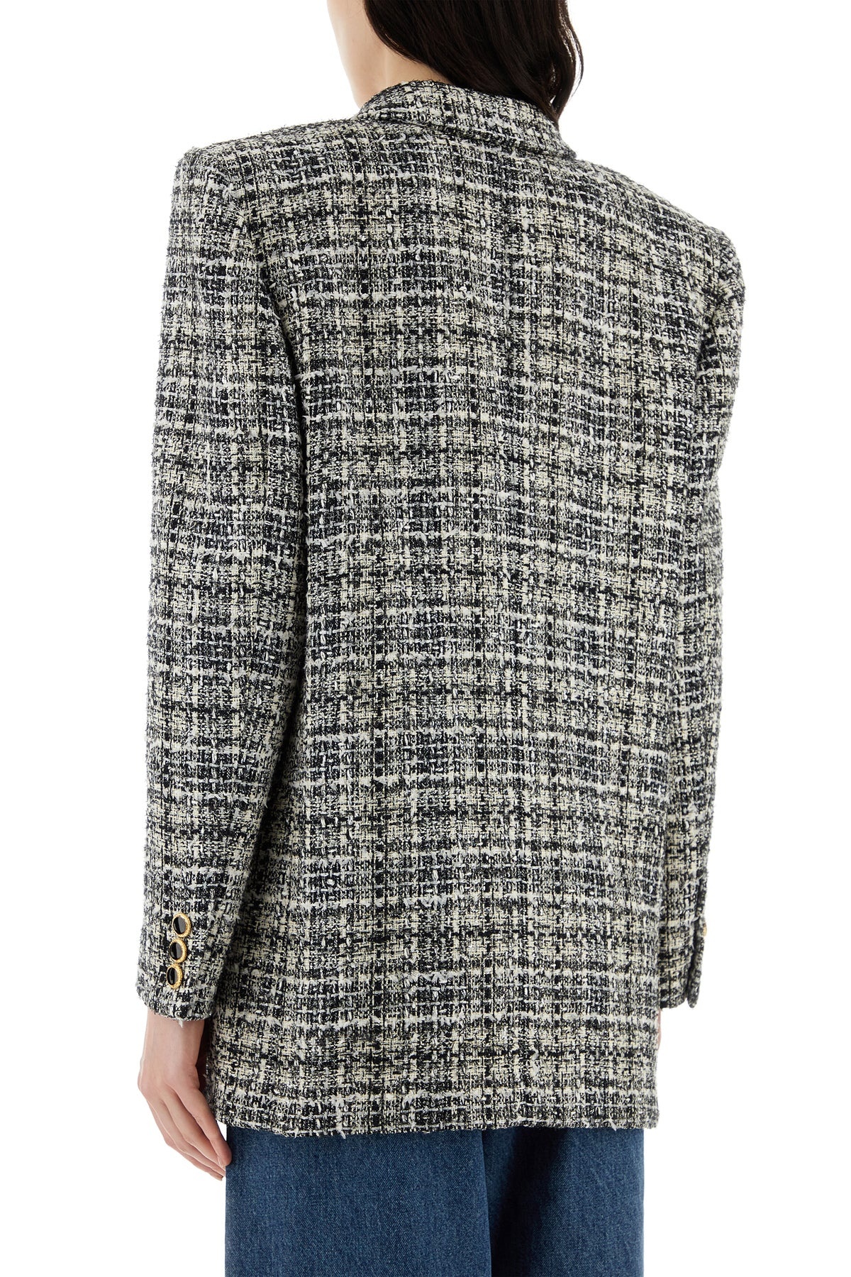 Embroidered tweed oversize blazer - 4
