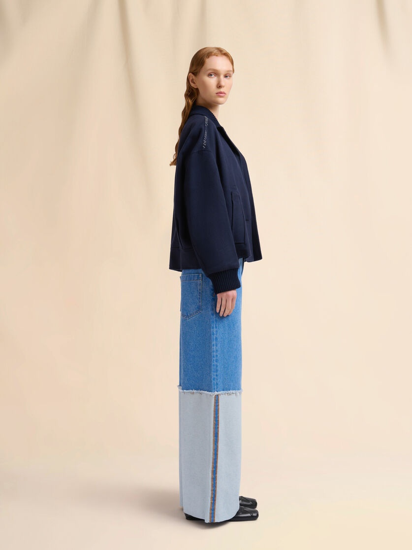 WIDE-LEG BLUE DENIM JEANS WITH EXTRA HIGH CUFFS - 5