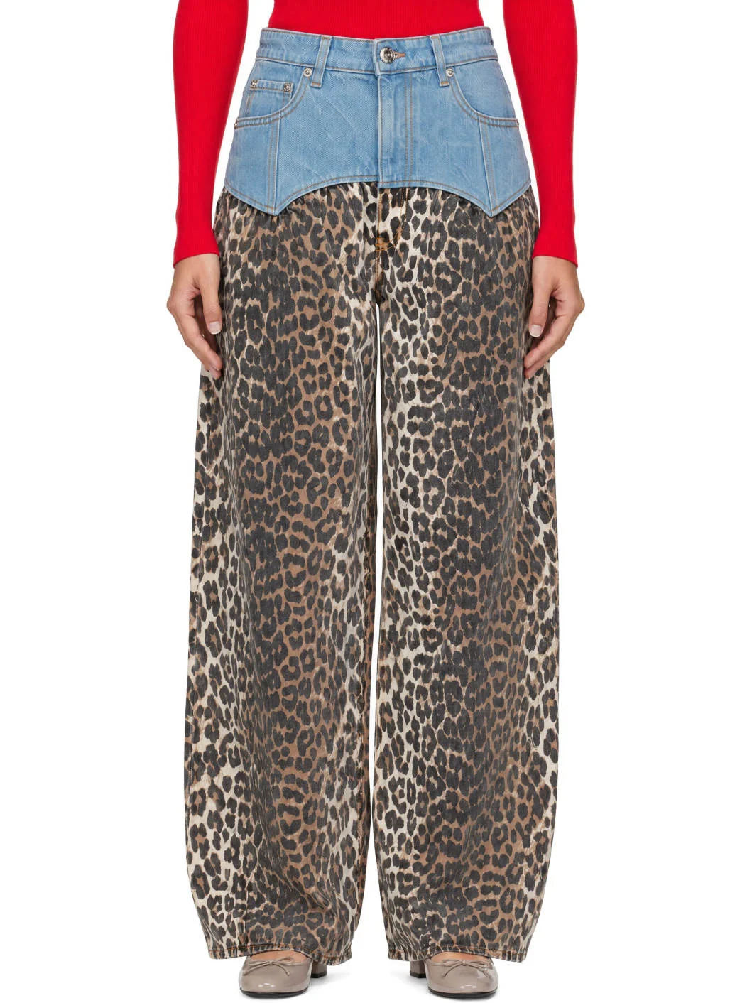 Blue & Brown Corset Jeans - 1