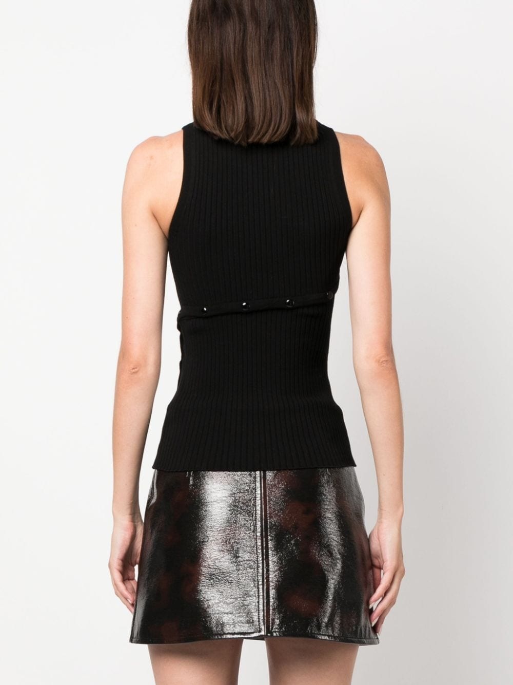 logo-embroidered ribbed tank top - 4