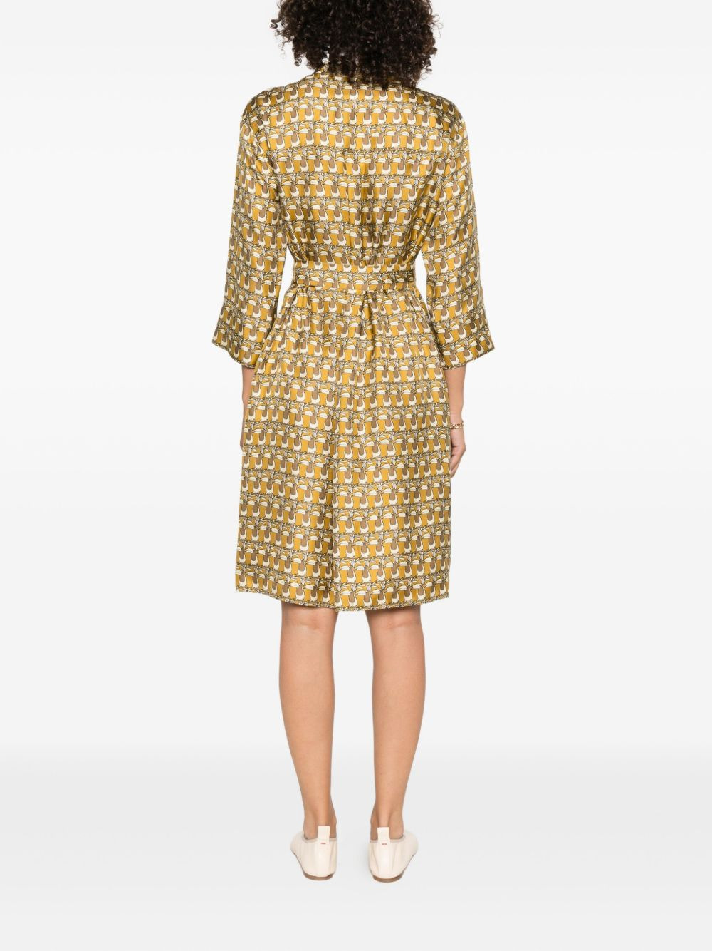 toucan-print silk dress - 4