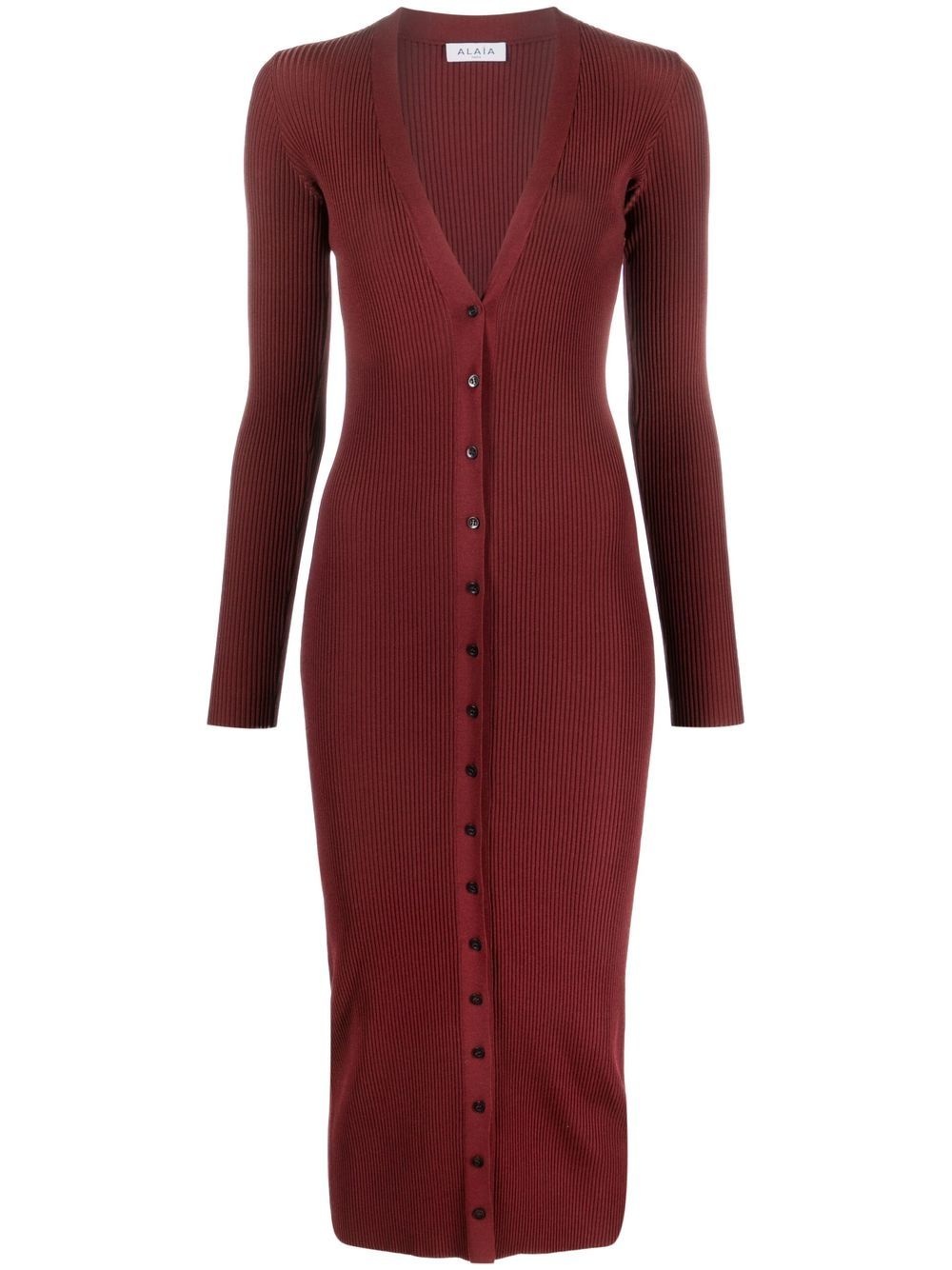 V-neck knitted dress - 1
