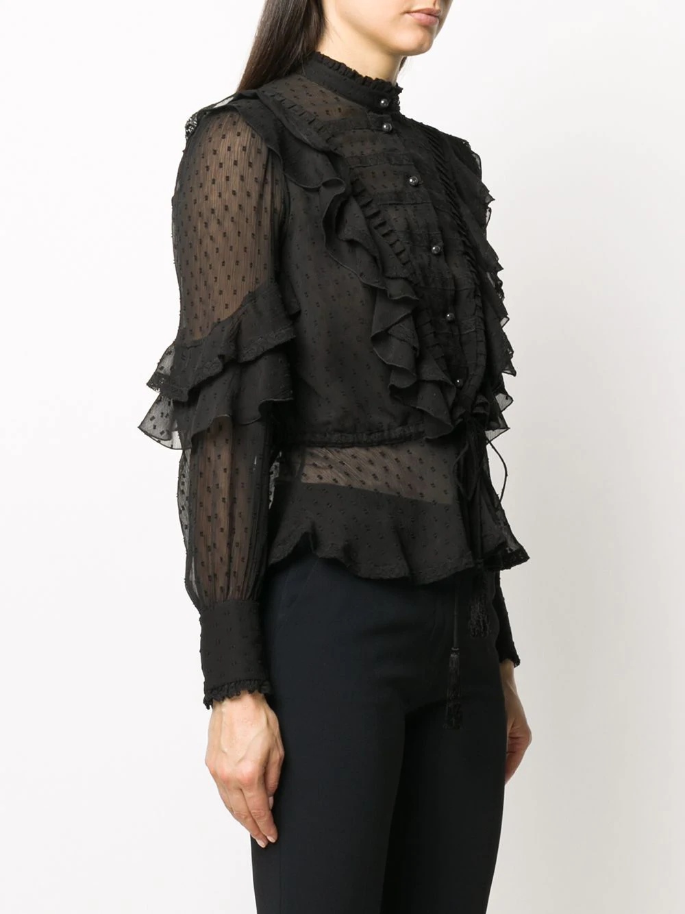 sheer ruffled blouse - 3