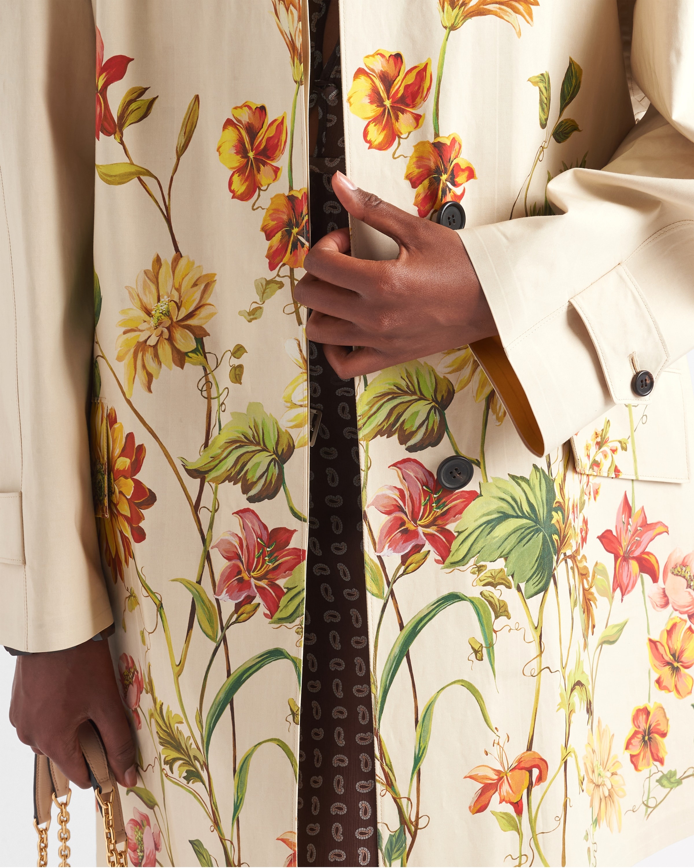 Printed cotton single-breasted coat - 4