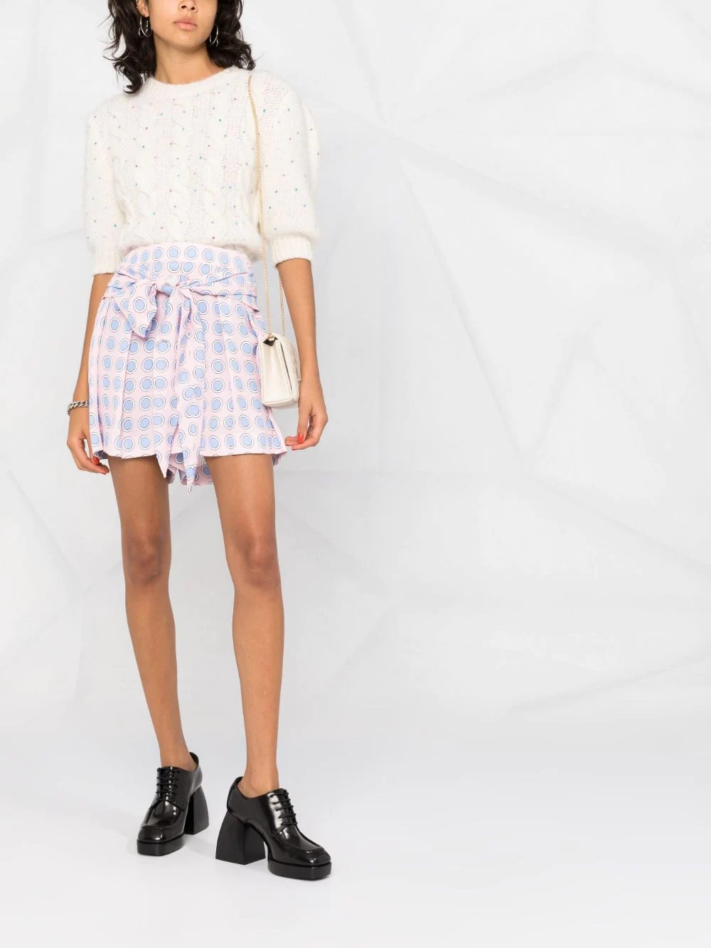 spot-print tied-waist shorts - 2