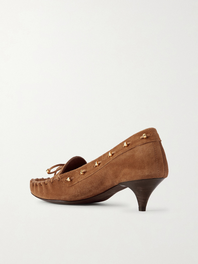 KHAITE Milly Embellished Whipstitched Suede Pumps outlook
