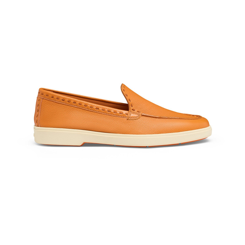 Women's orange tumbled leather loafer - 1
