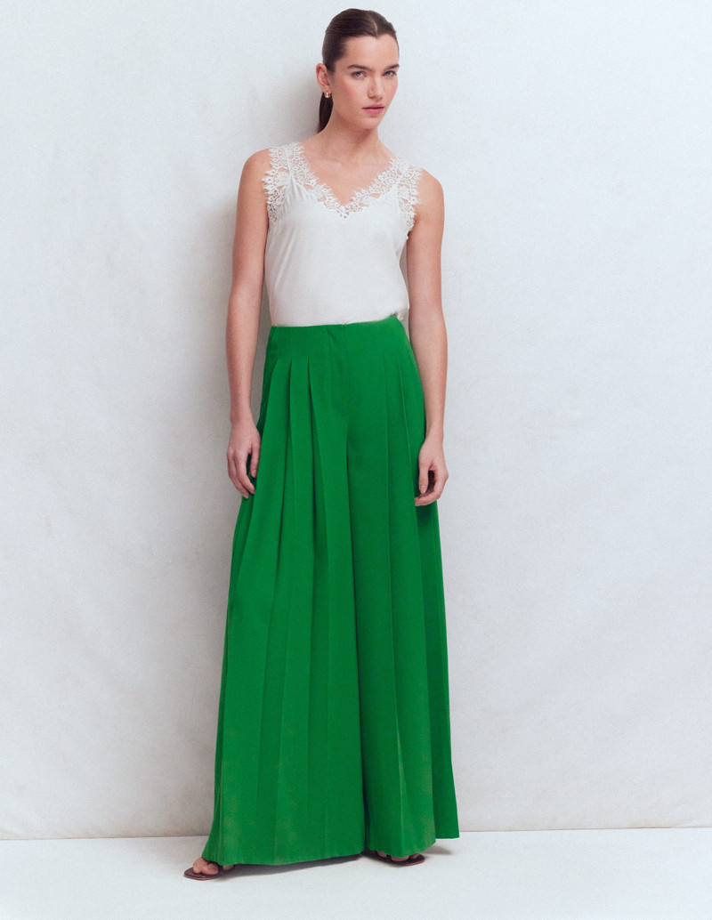 Regent Wide Leg Pants-Rich Emerald 2