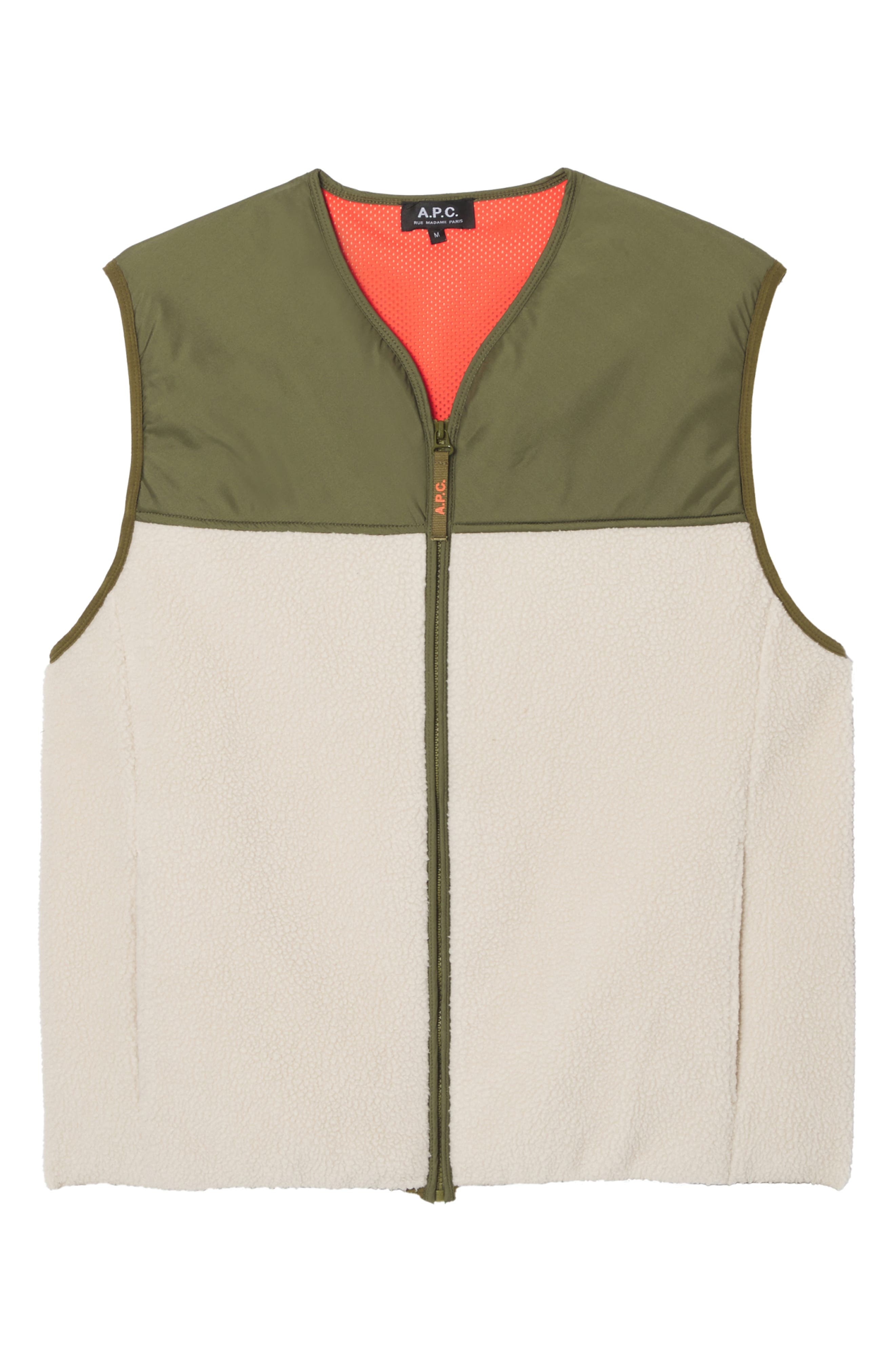 A.P.C. Marty Colorblock Fleece Vest in Aac Off White at Nordstrom - 3