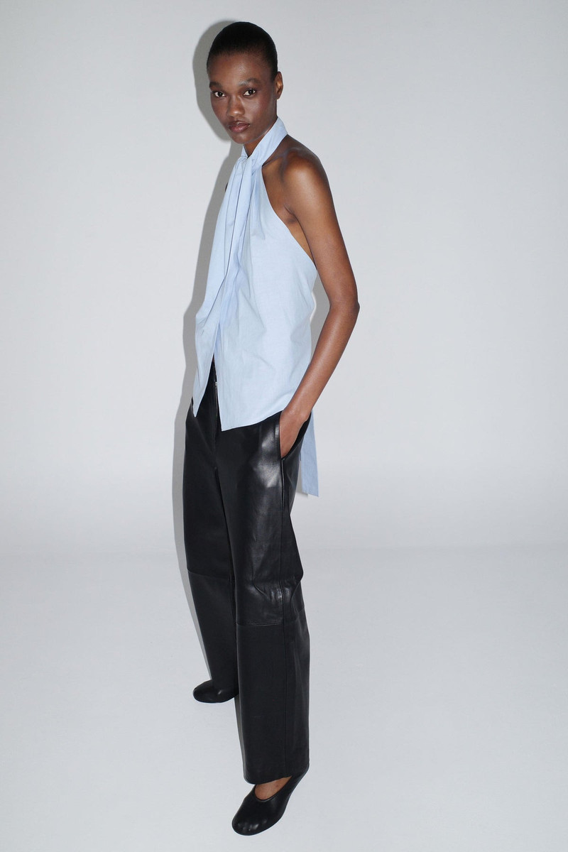 Oxford Halter Tie Back Top - Ciel Blue 9