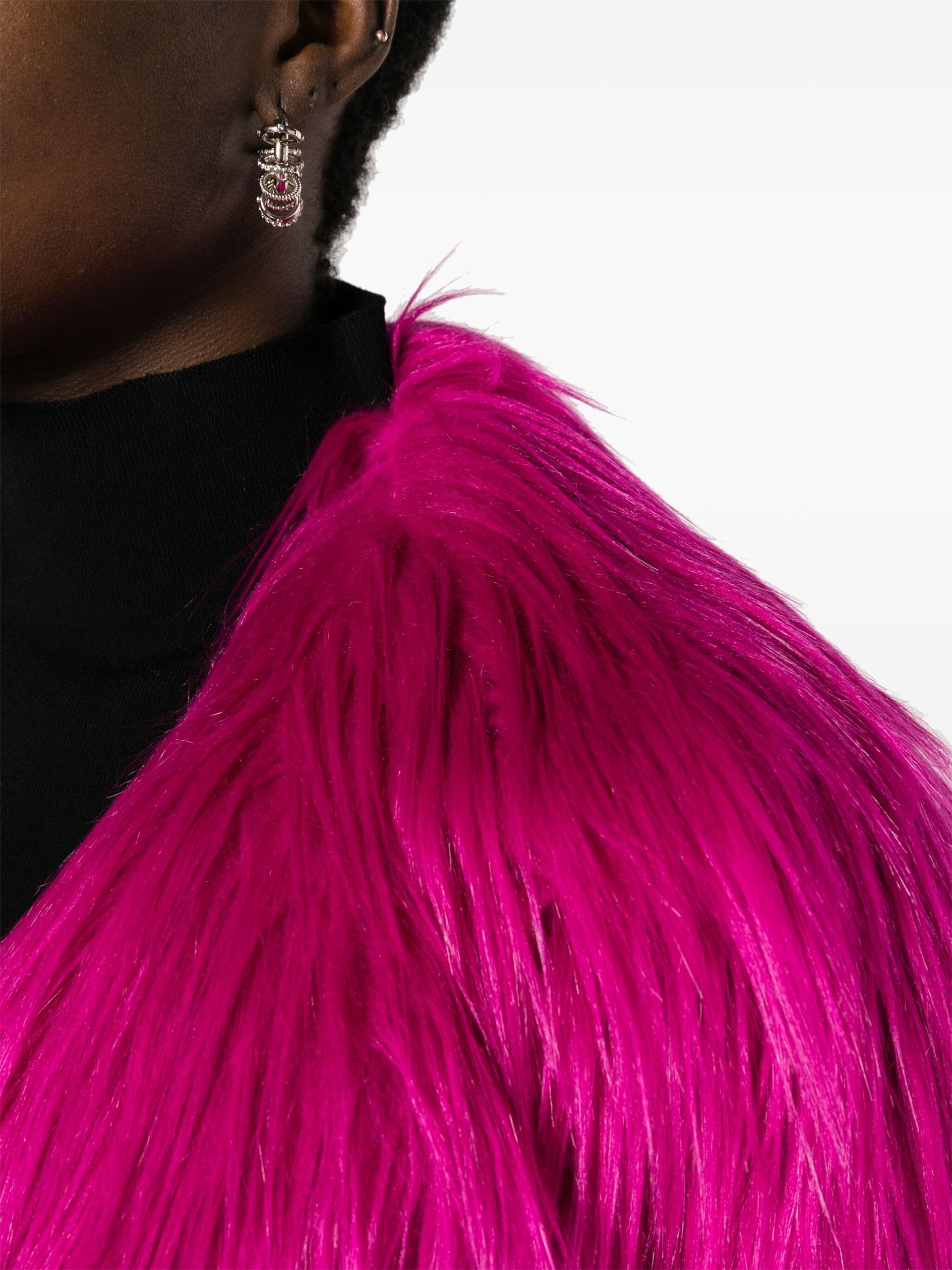 Pink faux-fur jacket - 5
