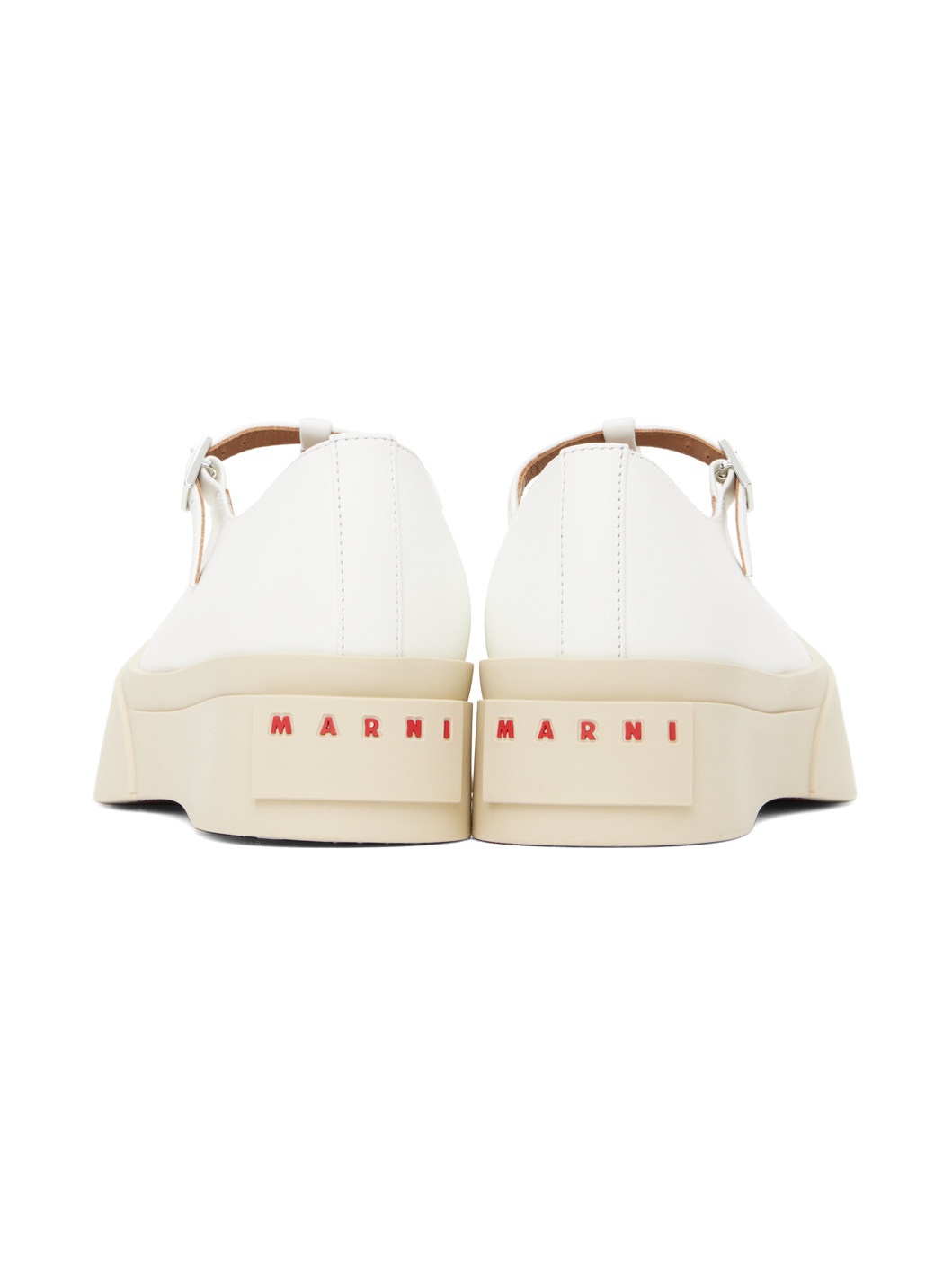 White T-Bar Mary Jane Ballerina Flats - 2