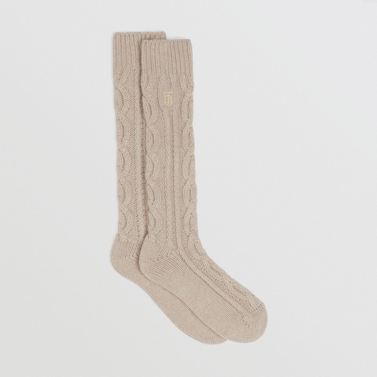 Cable Knit Cashmere Blend Socks - 4