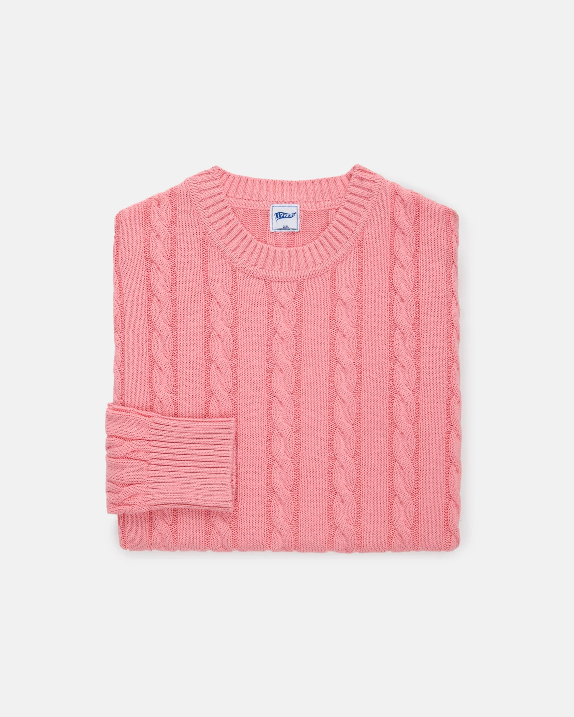 PINK LINEN/COTTON CABLE KNIT SWEATER - 1