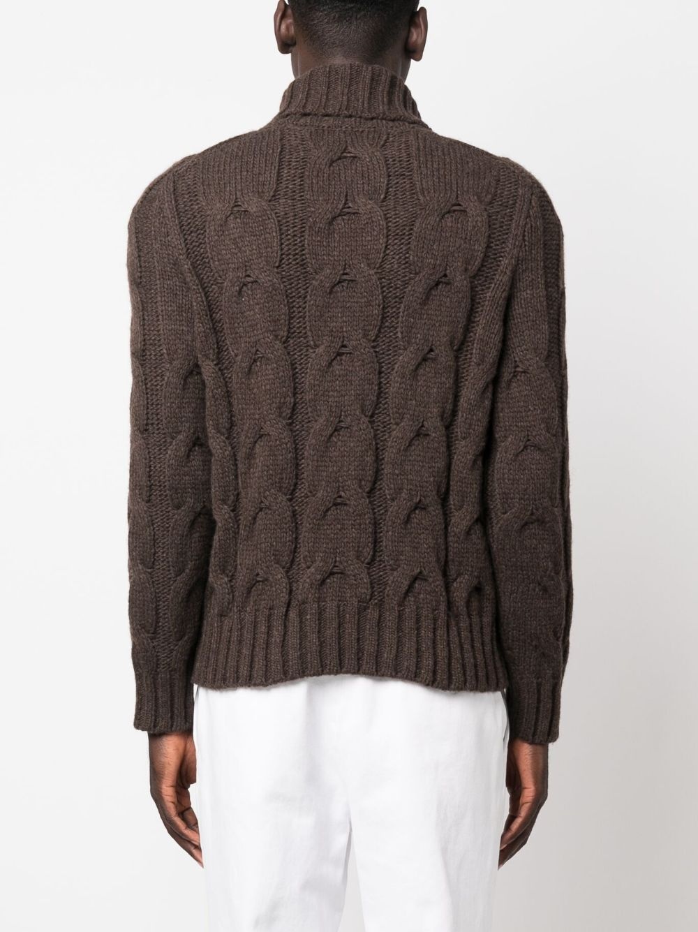 cable-knit roll-neck jumper - 4