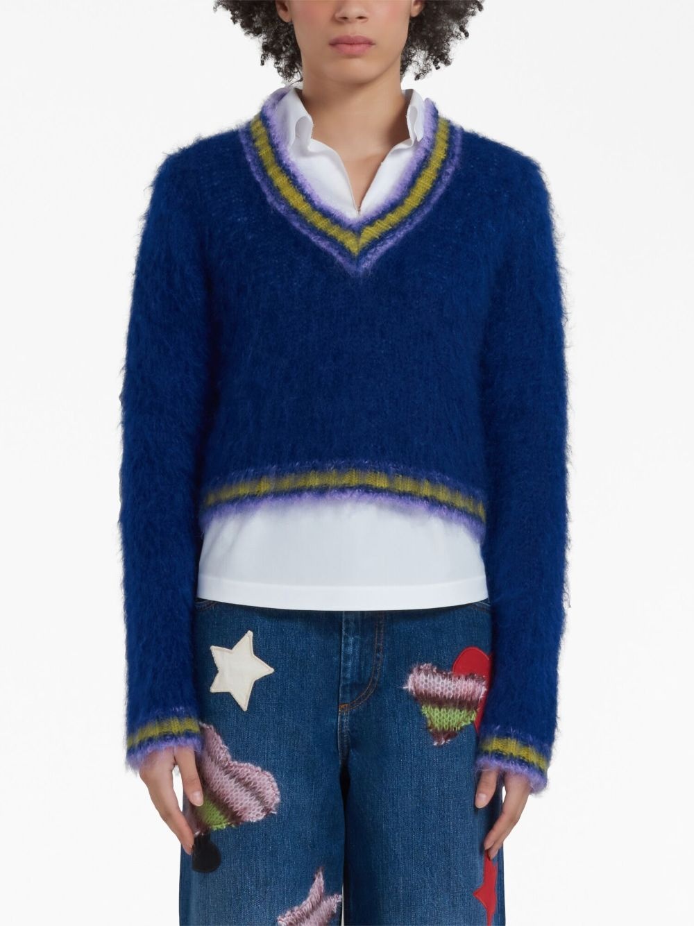 V-neck mohair-blend jumper - 3