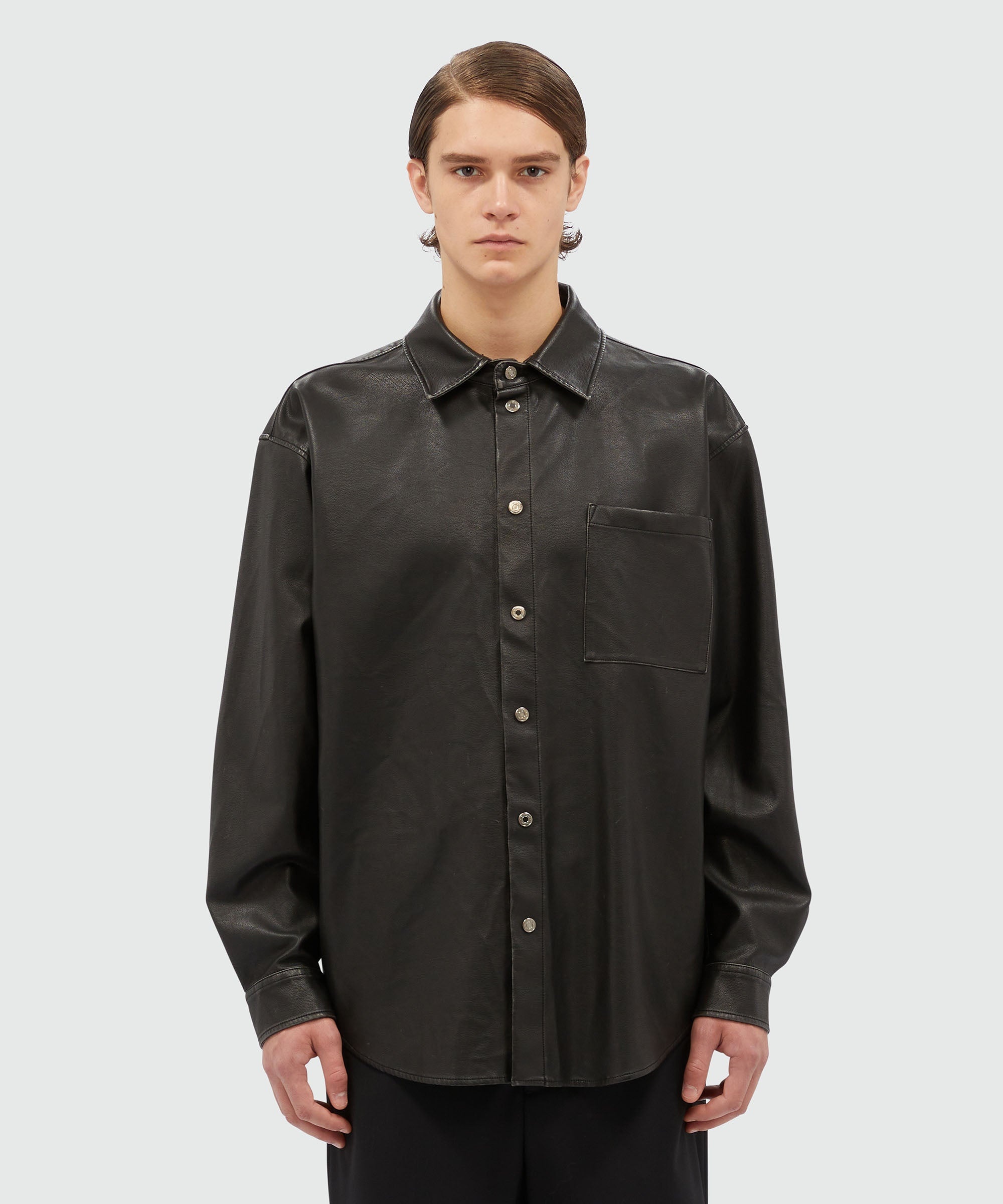 Black eco-leather shirt - 2