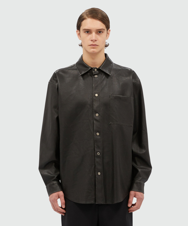 MSGM Black eco-leather shirt outlook