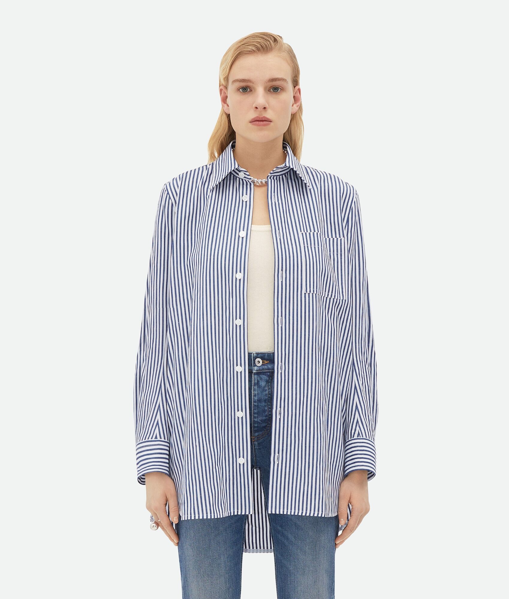 Curved Shape Oversized Cotton Linen Shirt - 1