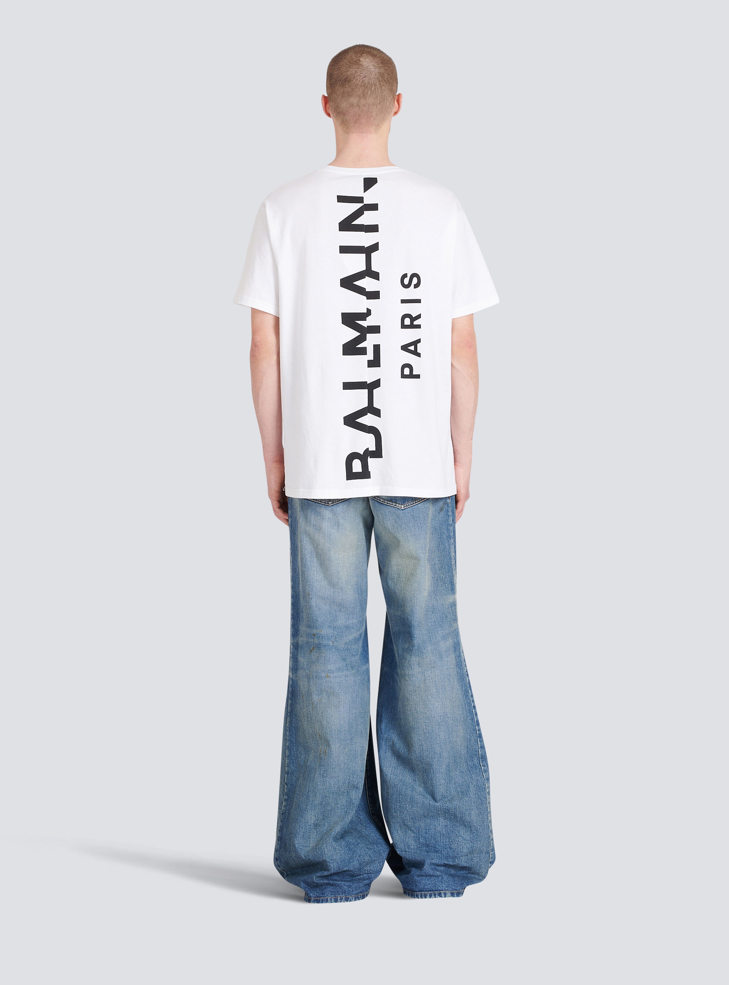 Oversized cotton T-shirt with maxi Balmain logo print - 2