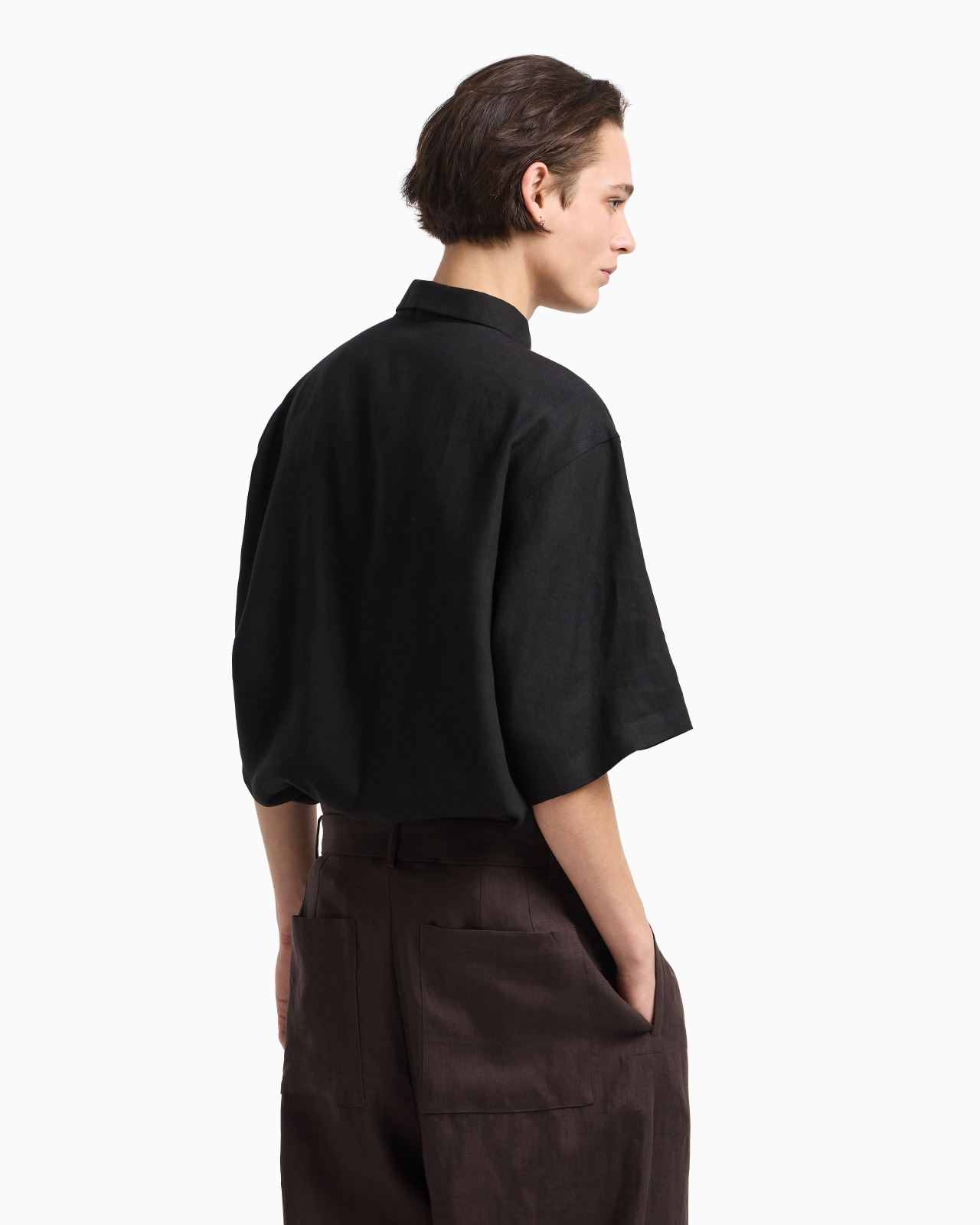 PURE LINEN SHIRT WITH PARTIAL ZIP - 3
