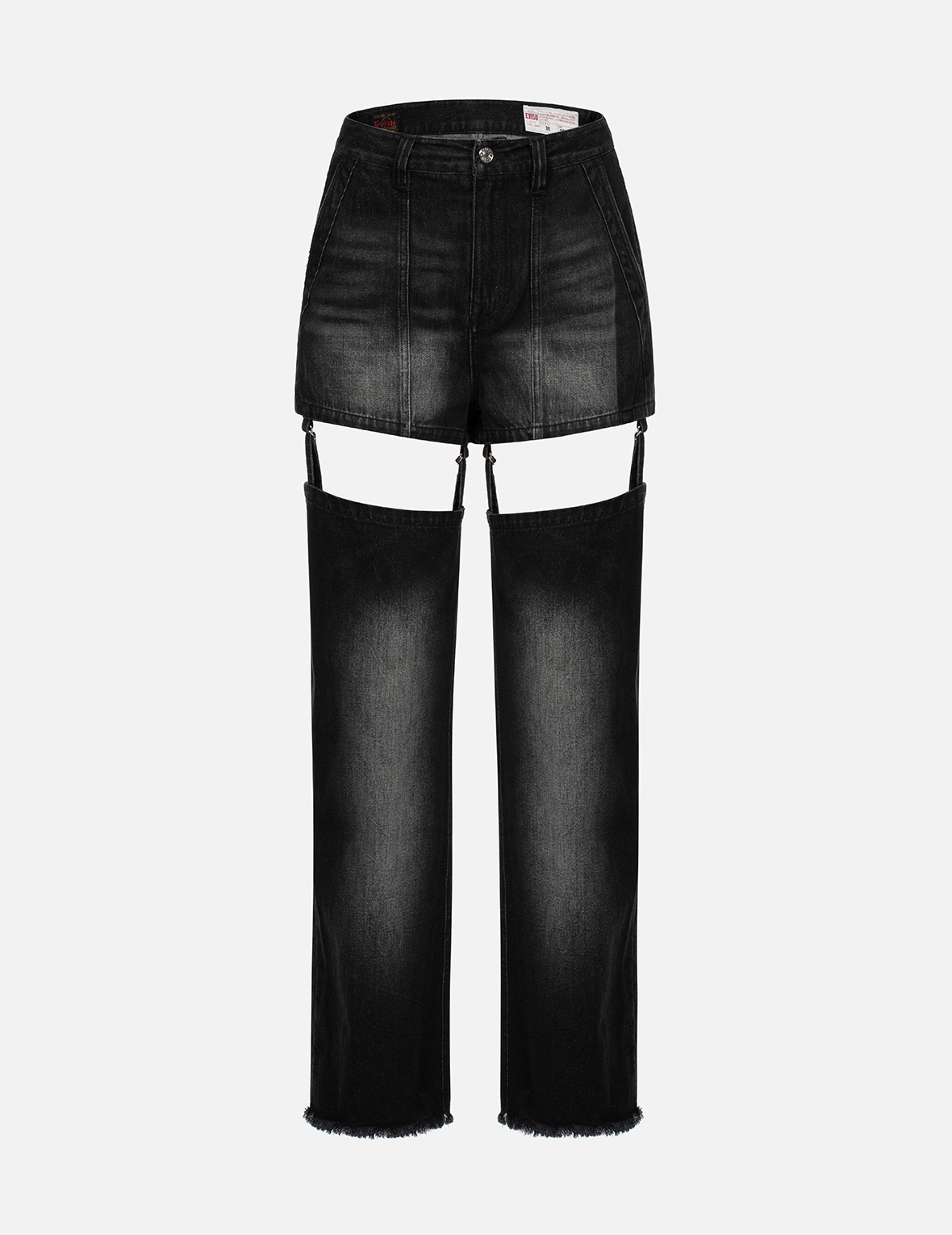 SEAGULL EMBROIDERY DETACHABLE CUTOUT FASHION FIT JEANS - 2