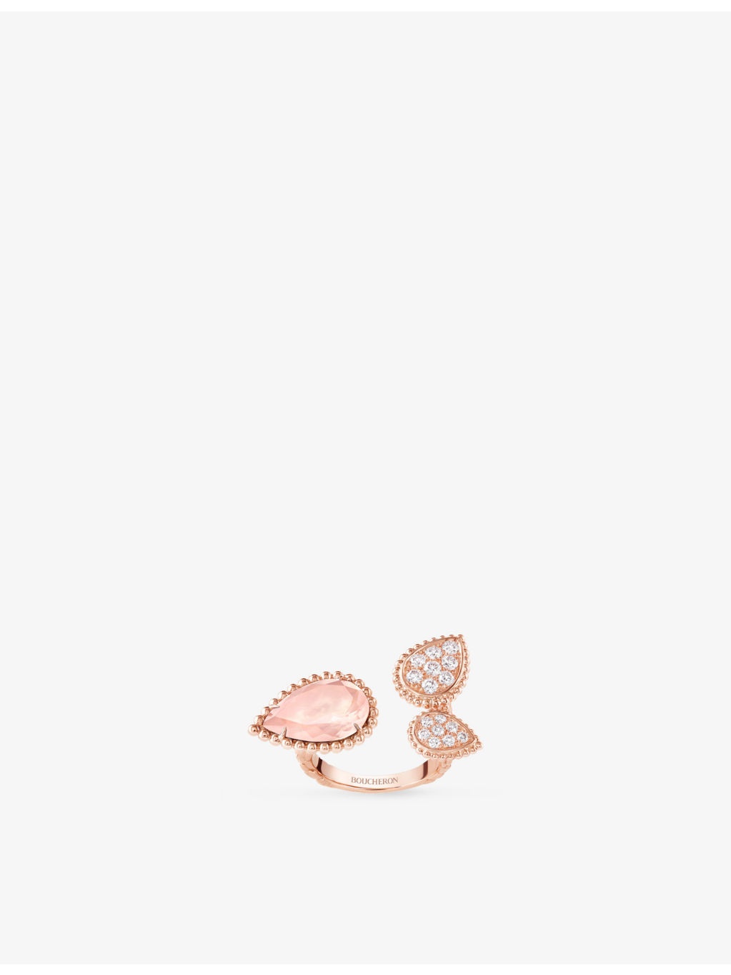 Serpent Boheme 18ct rose-gold, 0.49ct brilliant-cut diamond and 1.35ct pink quartz ring - 2