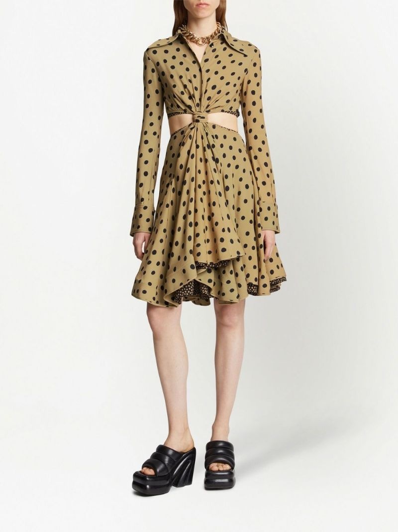 polka dot-print cut-out shirt dress - 2