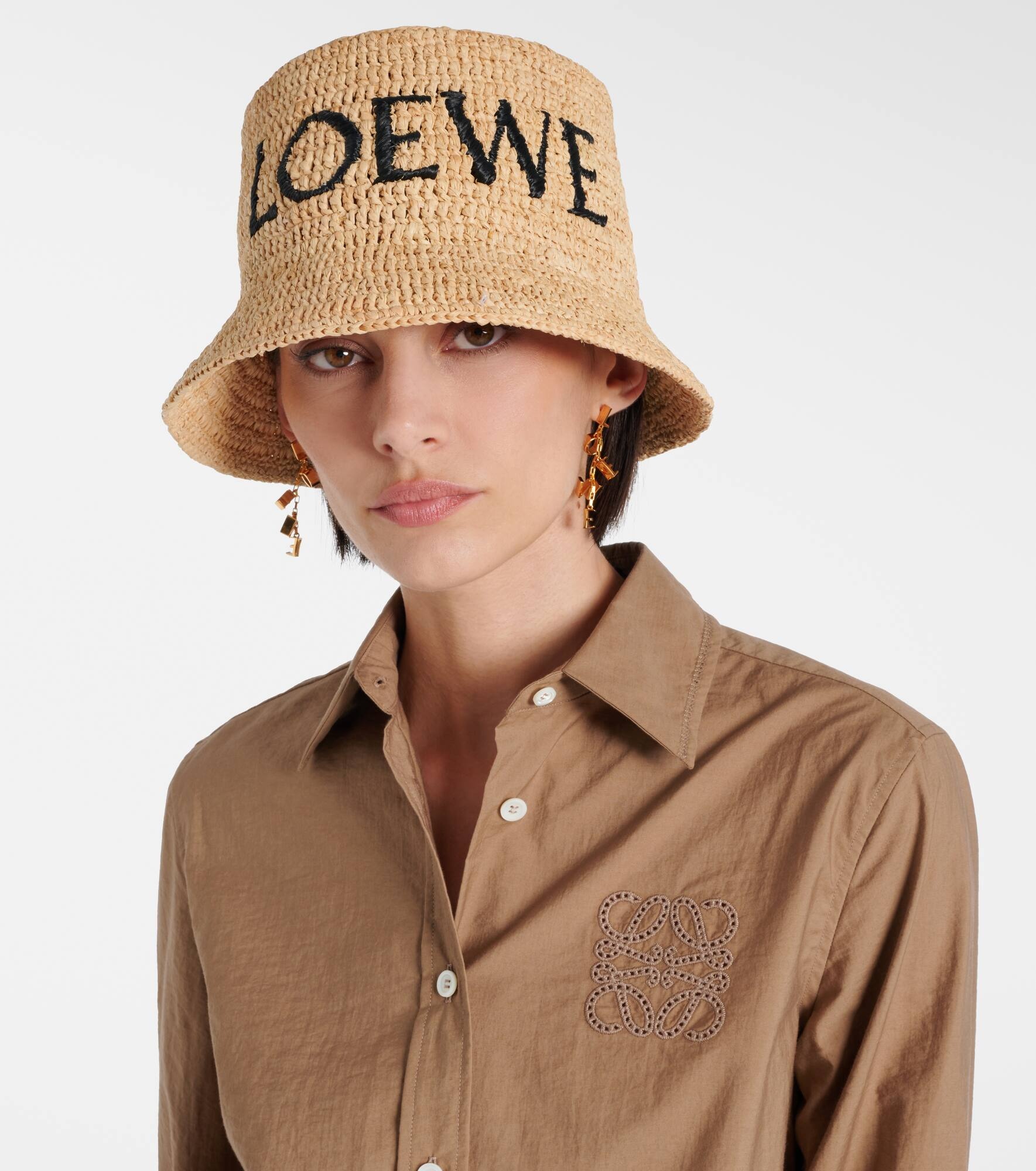 Paula's Ibiza logo raffia bucket hat - 2