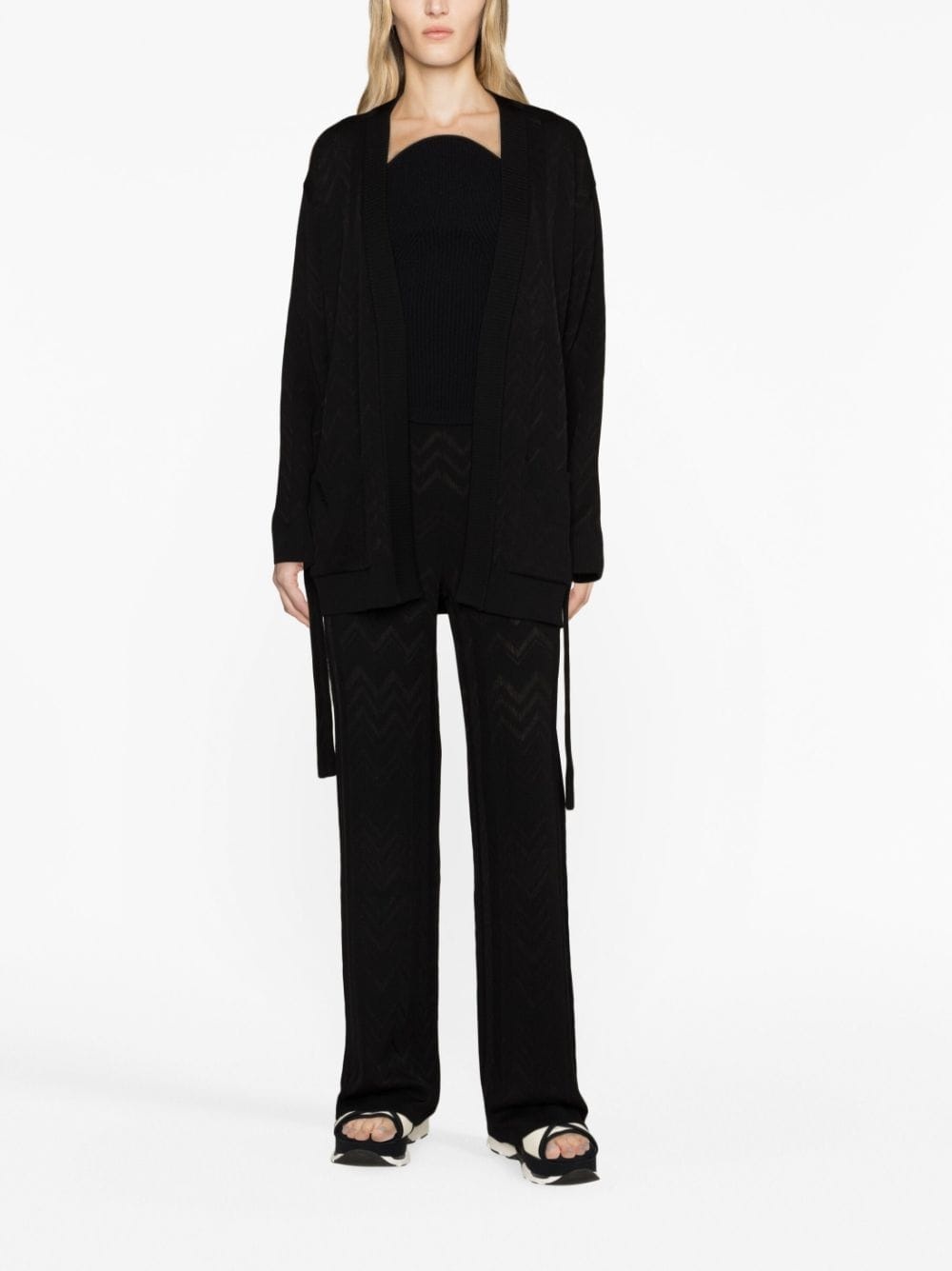 straight-leg zigzag-embroidery trousers - 2