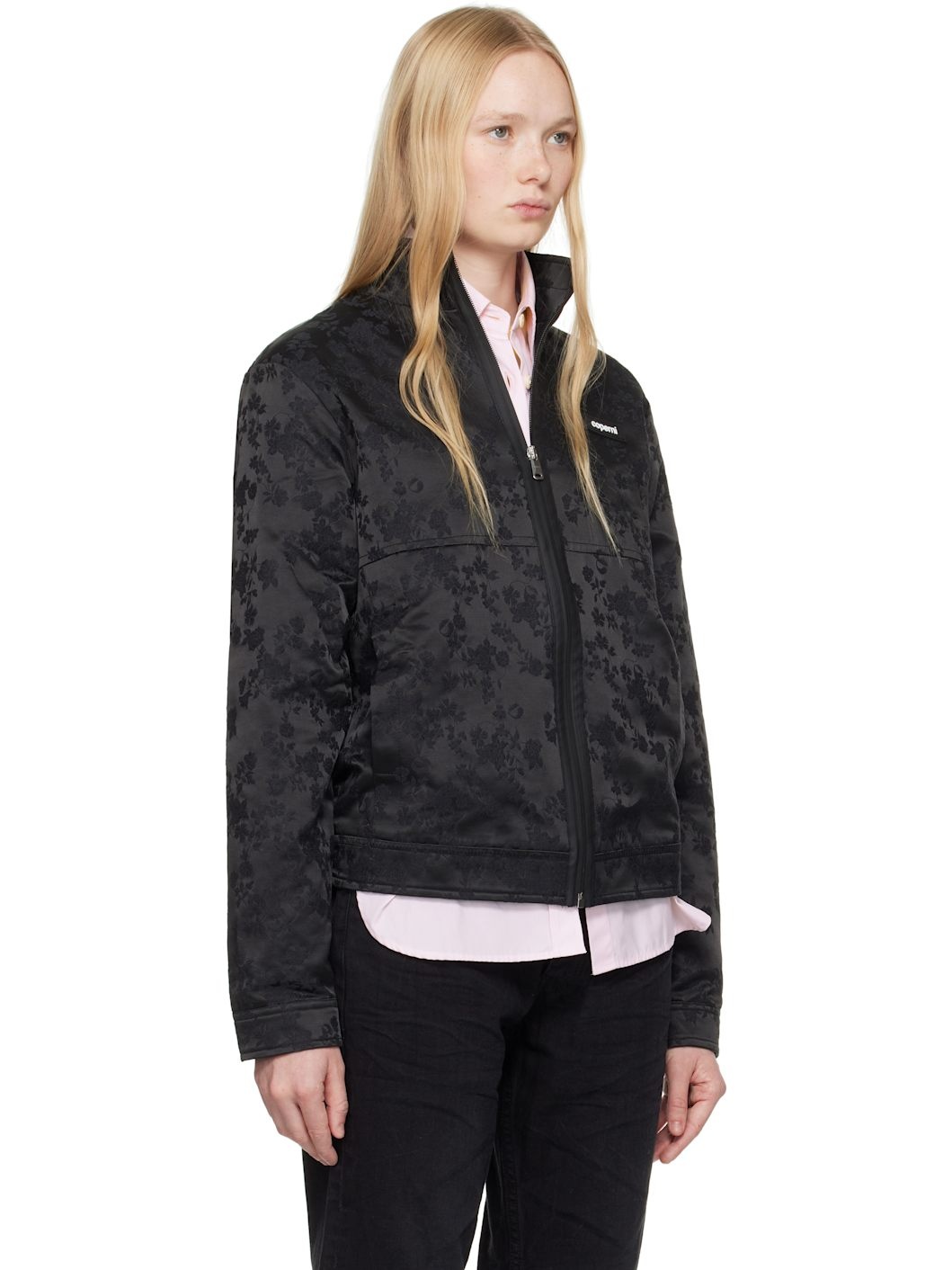 Black Jacquard Zipped Jacket - 2