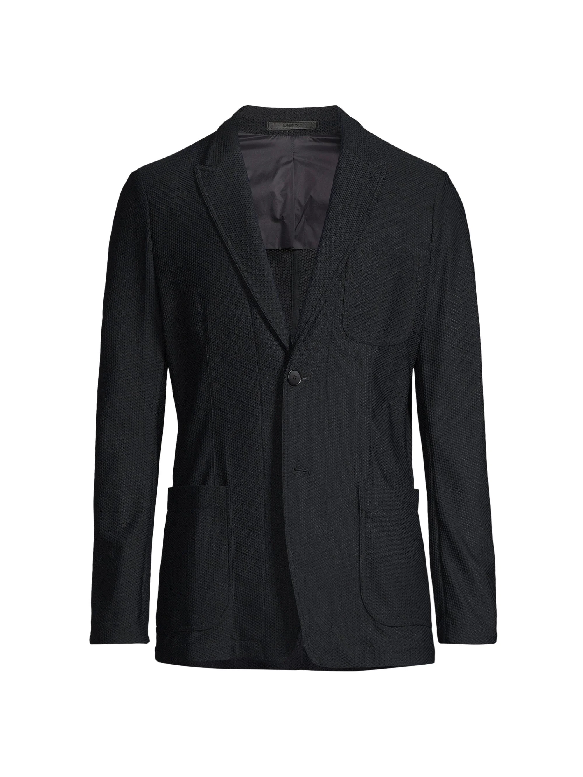 Men's Peak-Lapel Two-Button Blazer - Black - 1