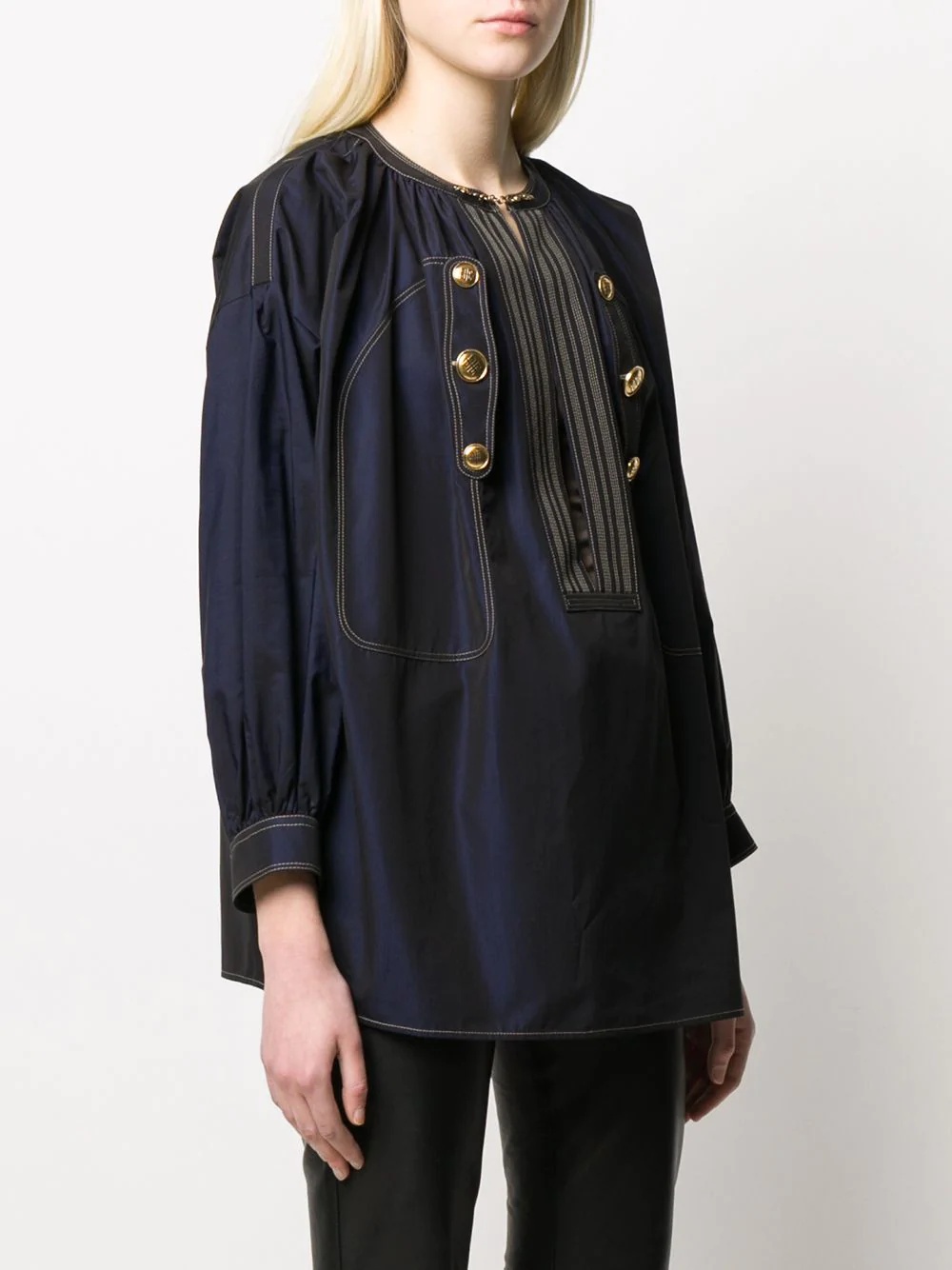 embossed buttons blouse - 3